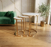 Three side tables with white marble top - Vitrine Furniture - Side Tables