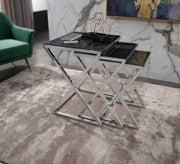 Three silver square tables - Vitrine Furniture - Side Tables