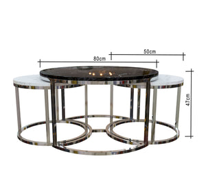 Three silver tables with black and white marble - Vitrine Furniture - Furniture