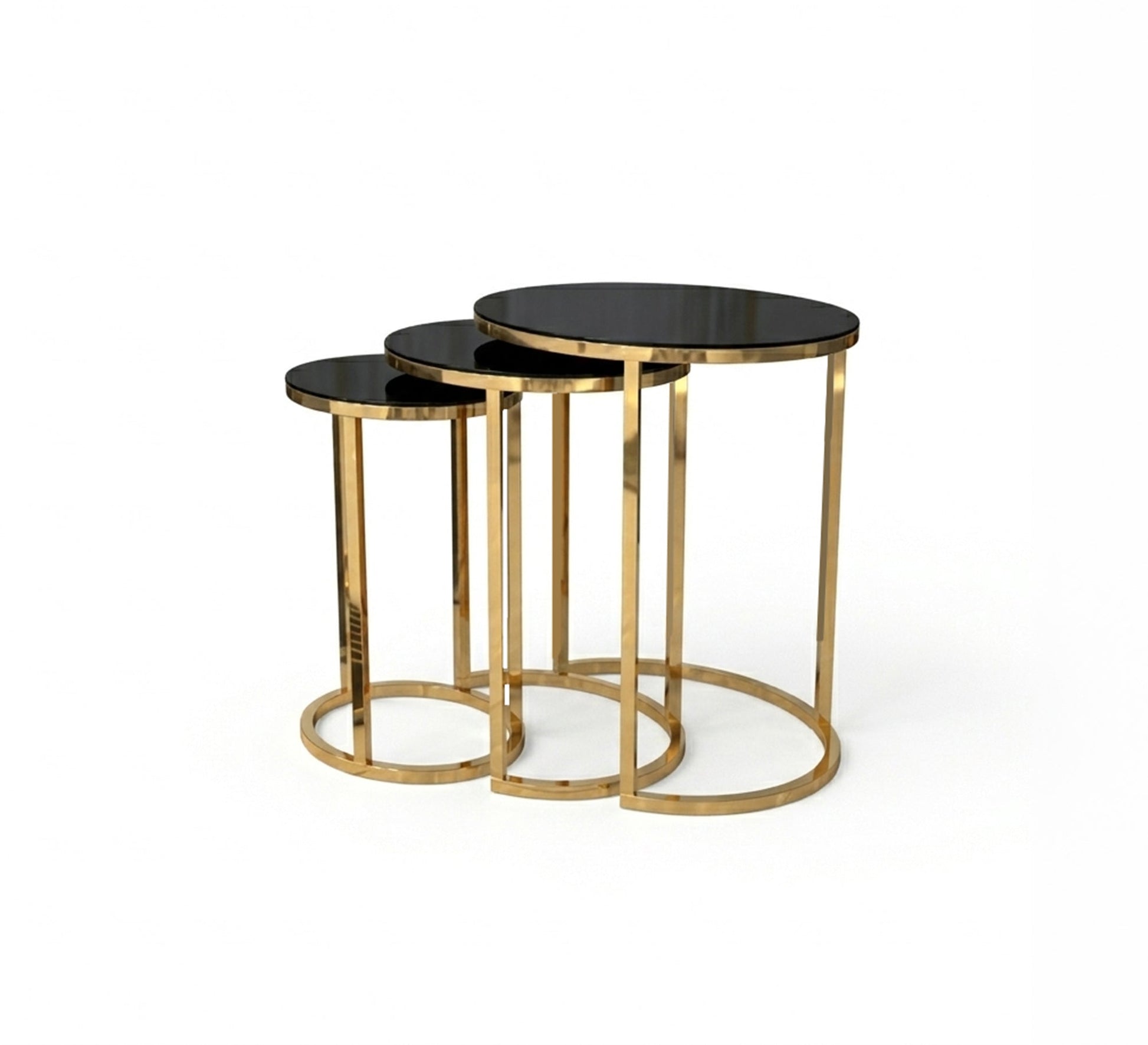 Three stainless steel side tables - Vitrine Furniture - Side Tables