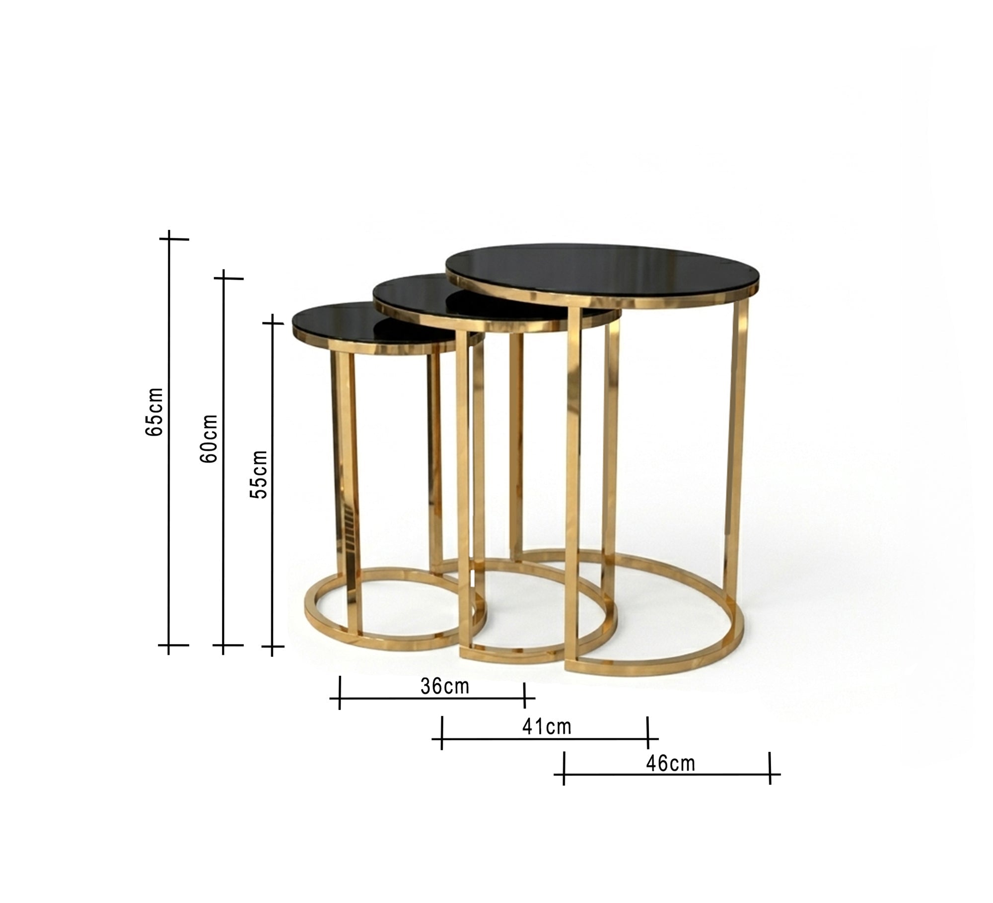 Three stainless steel side tables - Vitrine Furniture - Side Tables