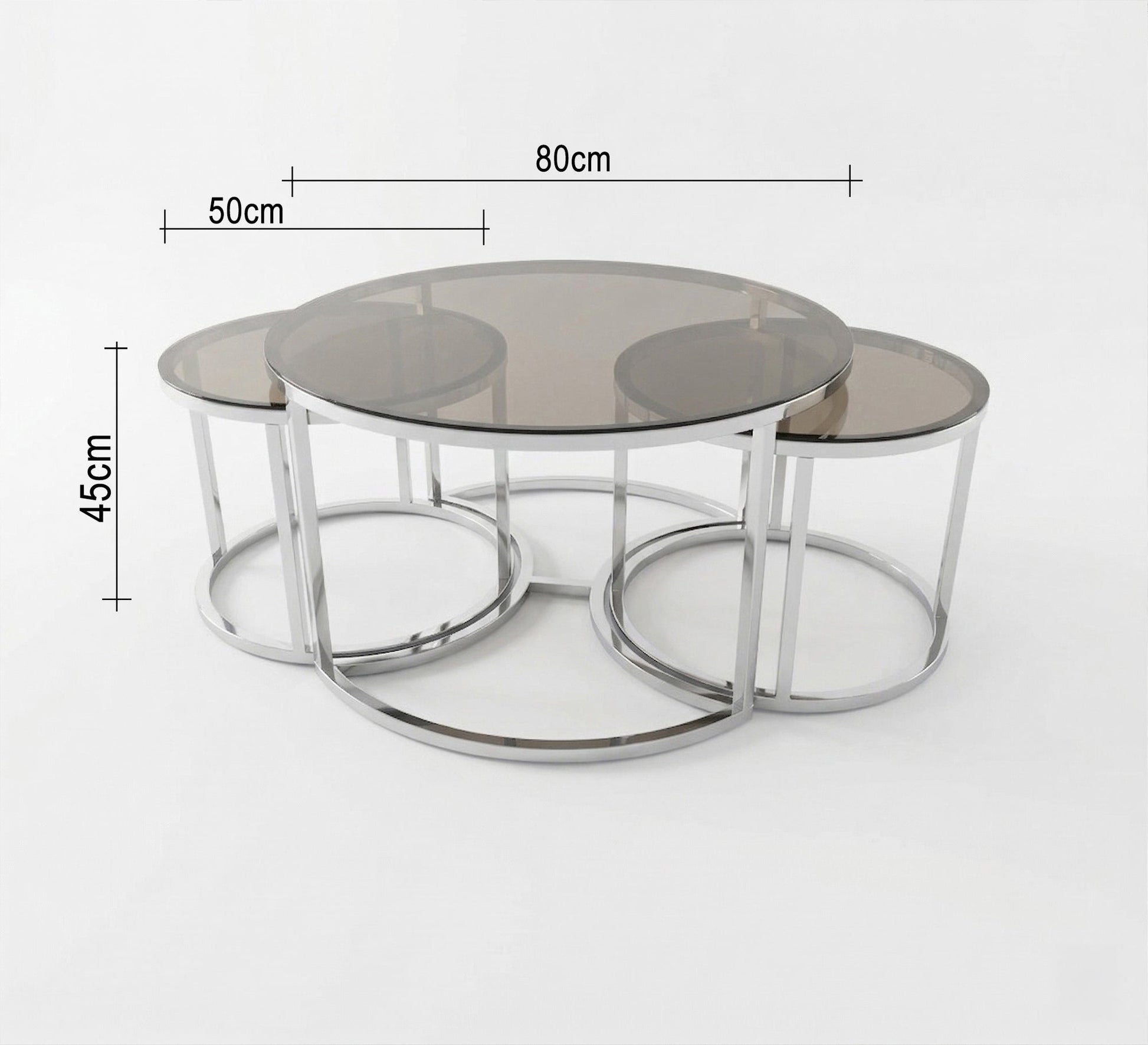 Three tables with a silver frame - Vitrine Furniture - Coffee Tables
