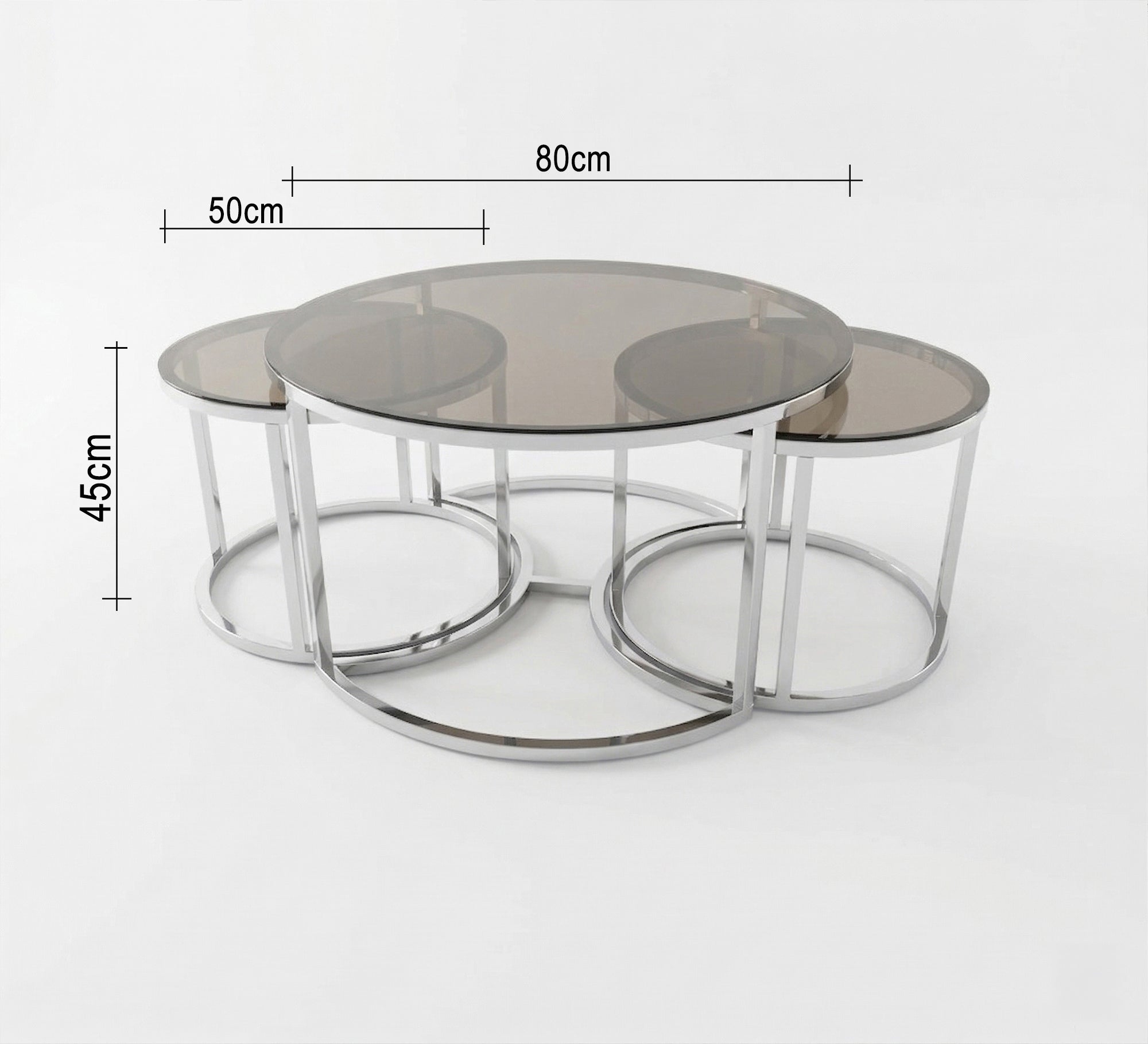 Three tables with a silver frame - Vitrine Furniture - Coffee Tables