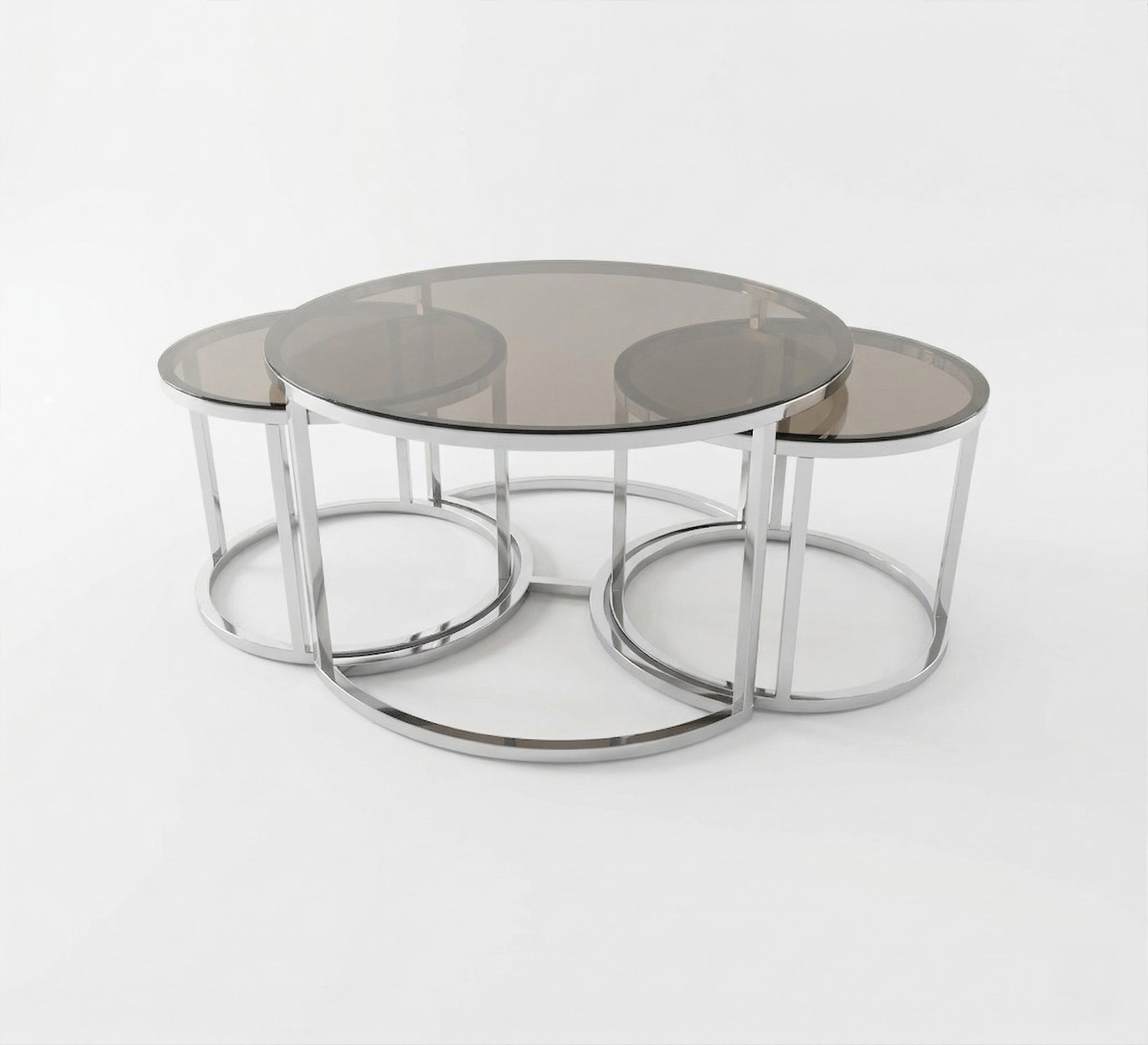 Three tables with a silver frame - Vitrine Furniture - Coffee Tables