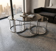 Three tables with a silver frame - Vitrine Furniture - Coffee Tables