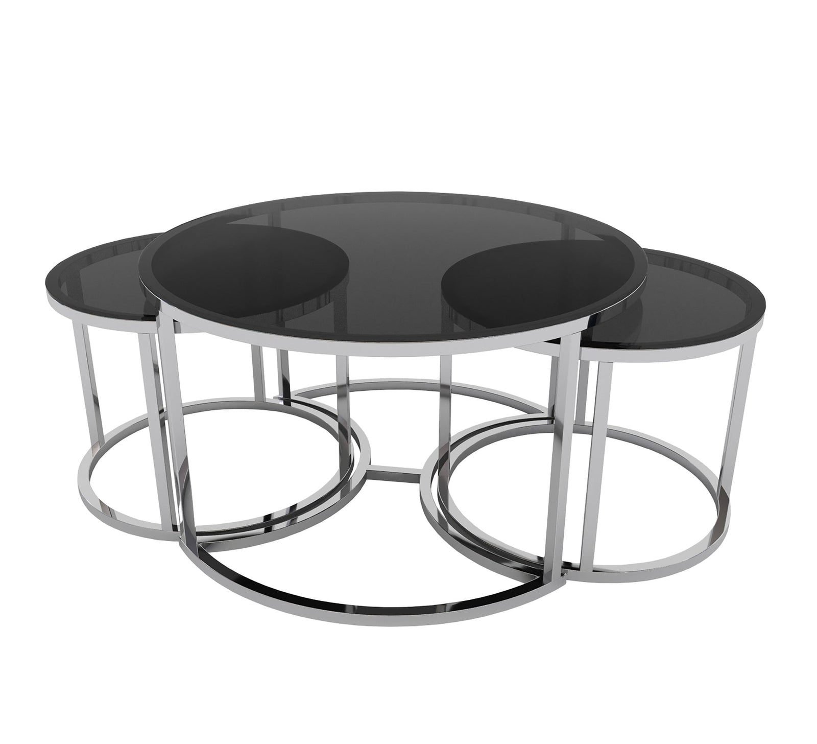 Three tables with a silver frame - Vitrine Furniture - Furniture
