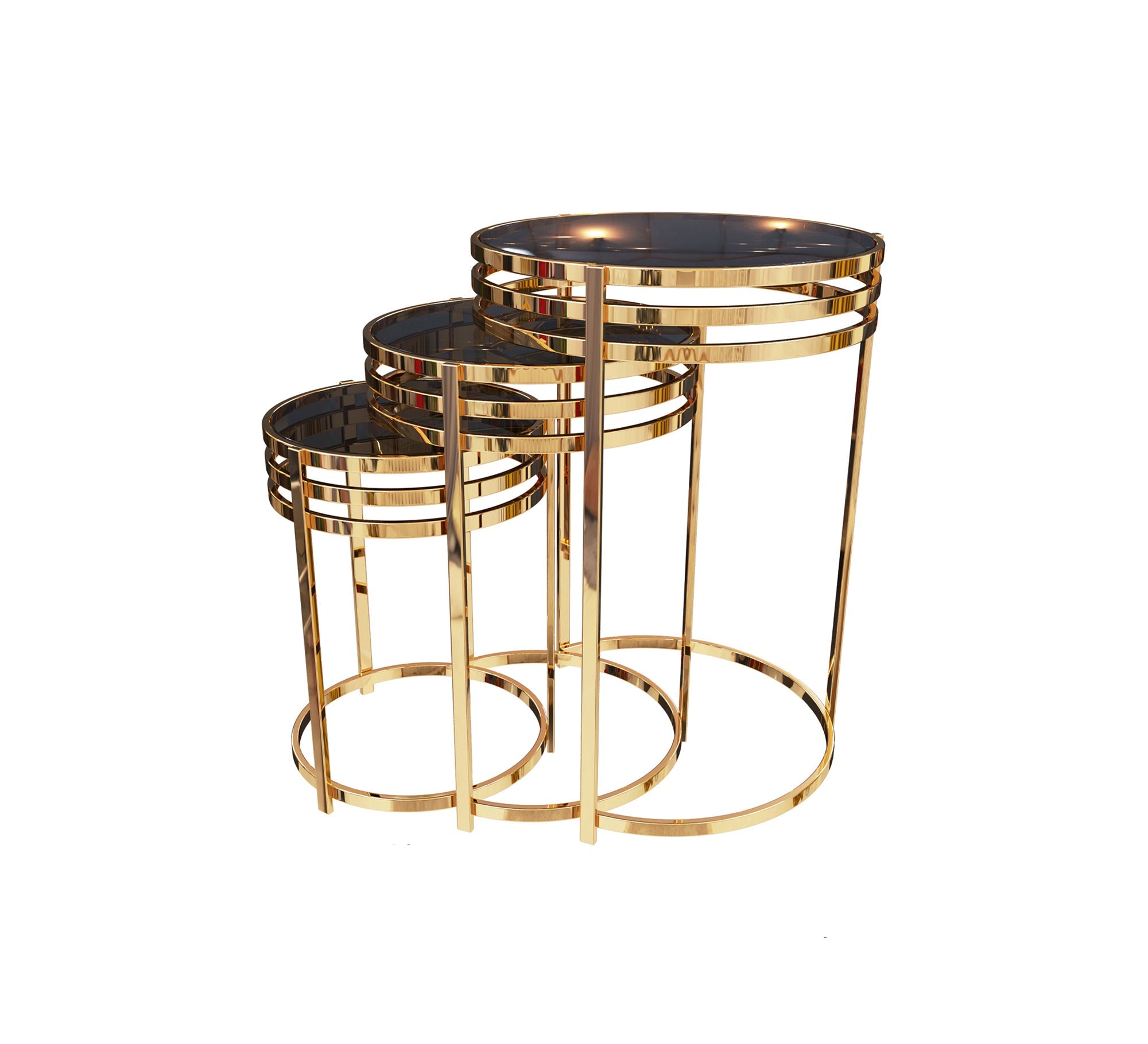 Three tables with steel chassis - Vitrine Furniture - Side Tables