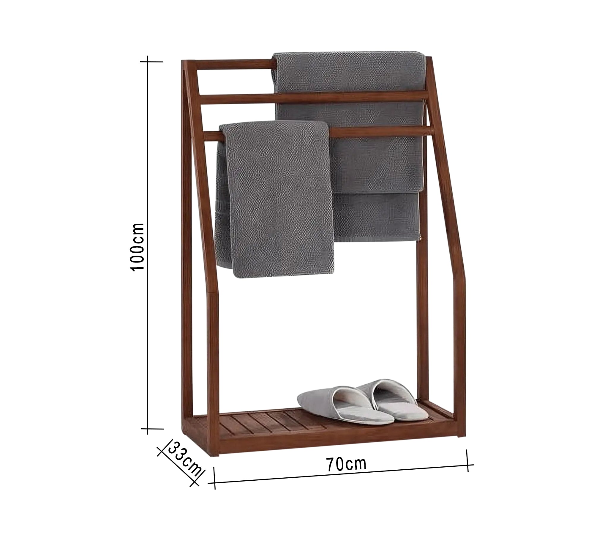Three - tier floor towel rack with shelf below - Vitrine Furniture - Furniture