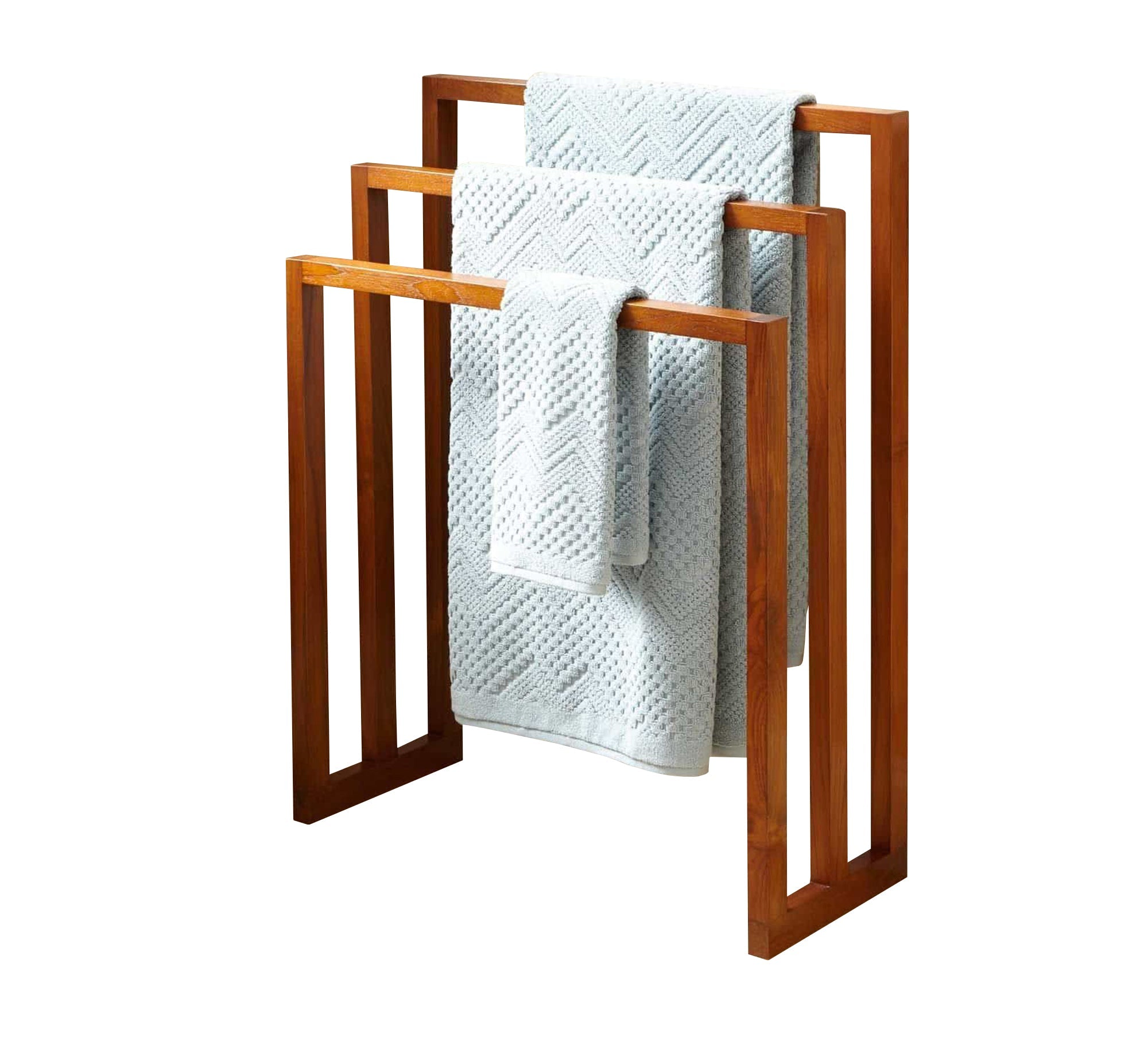 Three - Tier Towel Rack in Brown Wood - Vitrine Furniture - Furniture