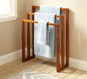 Three - Tier Towel Rack in Brown Wood - Vitrine Furniture - Furniture