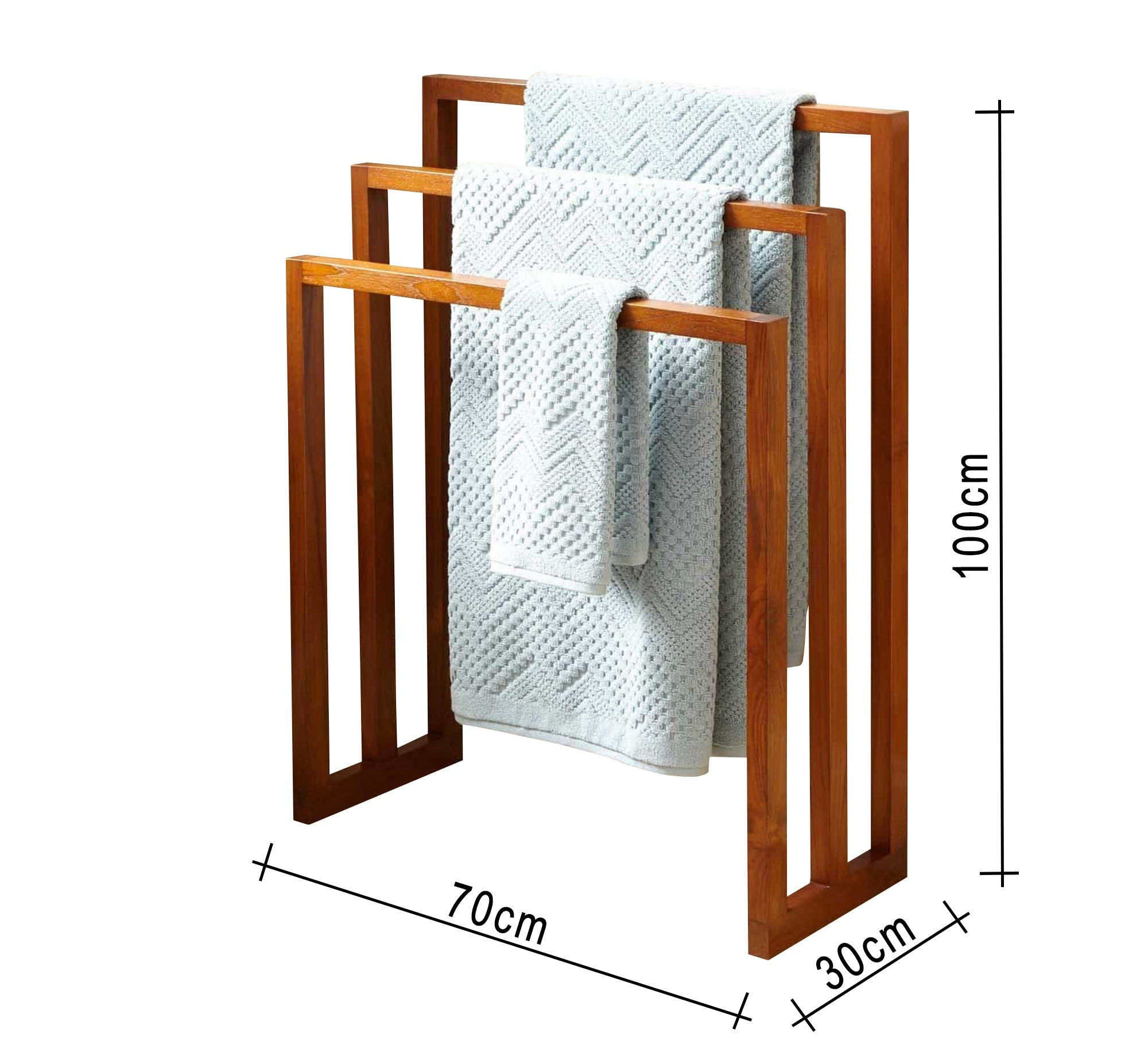 Three - Tier Towel Rack in Brown Wood - Vitrine Furniture - Furniture
