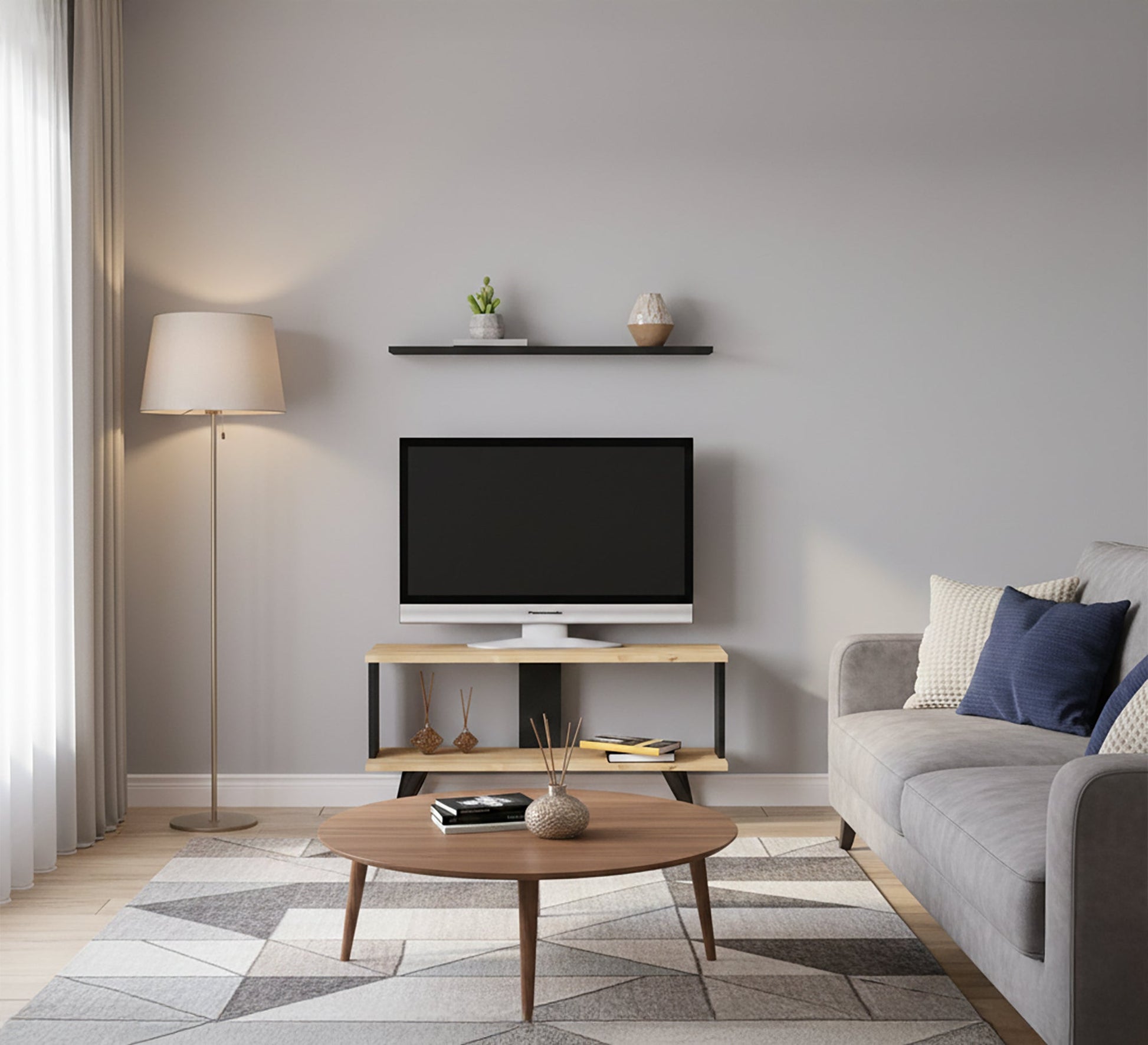 Trendy Black & Beige TV Table, Modern & Sleek - Vitrine Furniture - Furniture