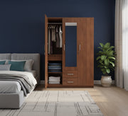 Tri - Door Cupboard: Mirrored, Dark Beige Charm - Vitrine Furniture - Furniture