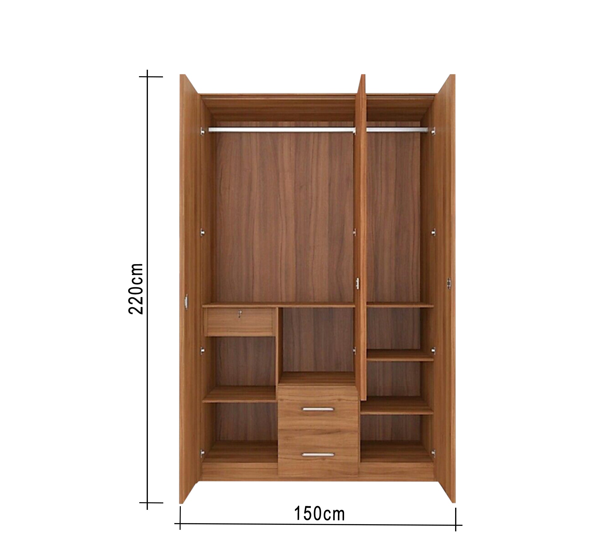Tri - Door Cupboard: Mirrored, Dark Beige Charm - Vitrine Furniture - Furniture