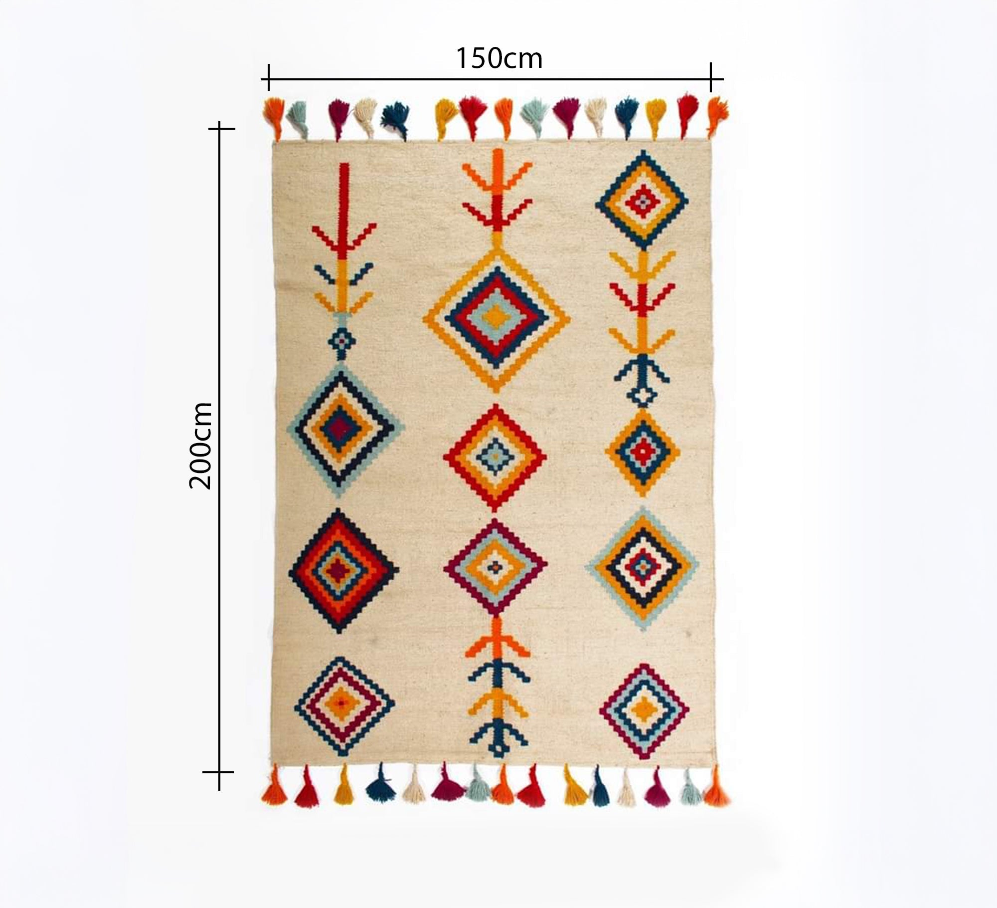 Tribal diamond rug with an ivory background and cheerful motifs - Vitrine Furniture - Accessories