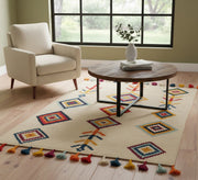 Tribal diamond rug with an ivory background and cheerful motifs - Vitrine Furniture - Accessories