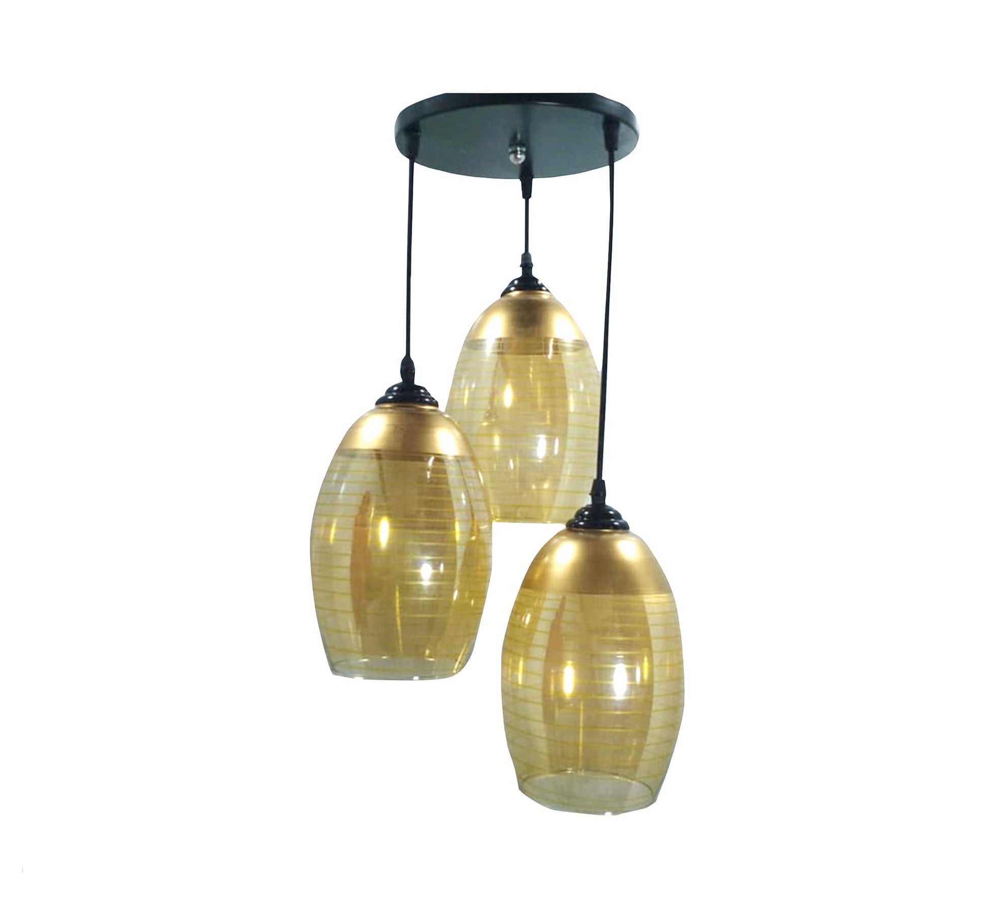 Triple Black Chandelier with Champagne Glass - Vitrine Furniture - Lighting