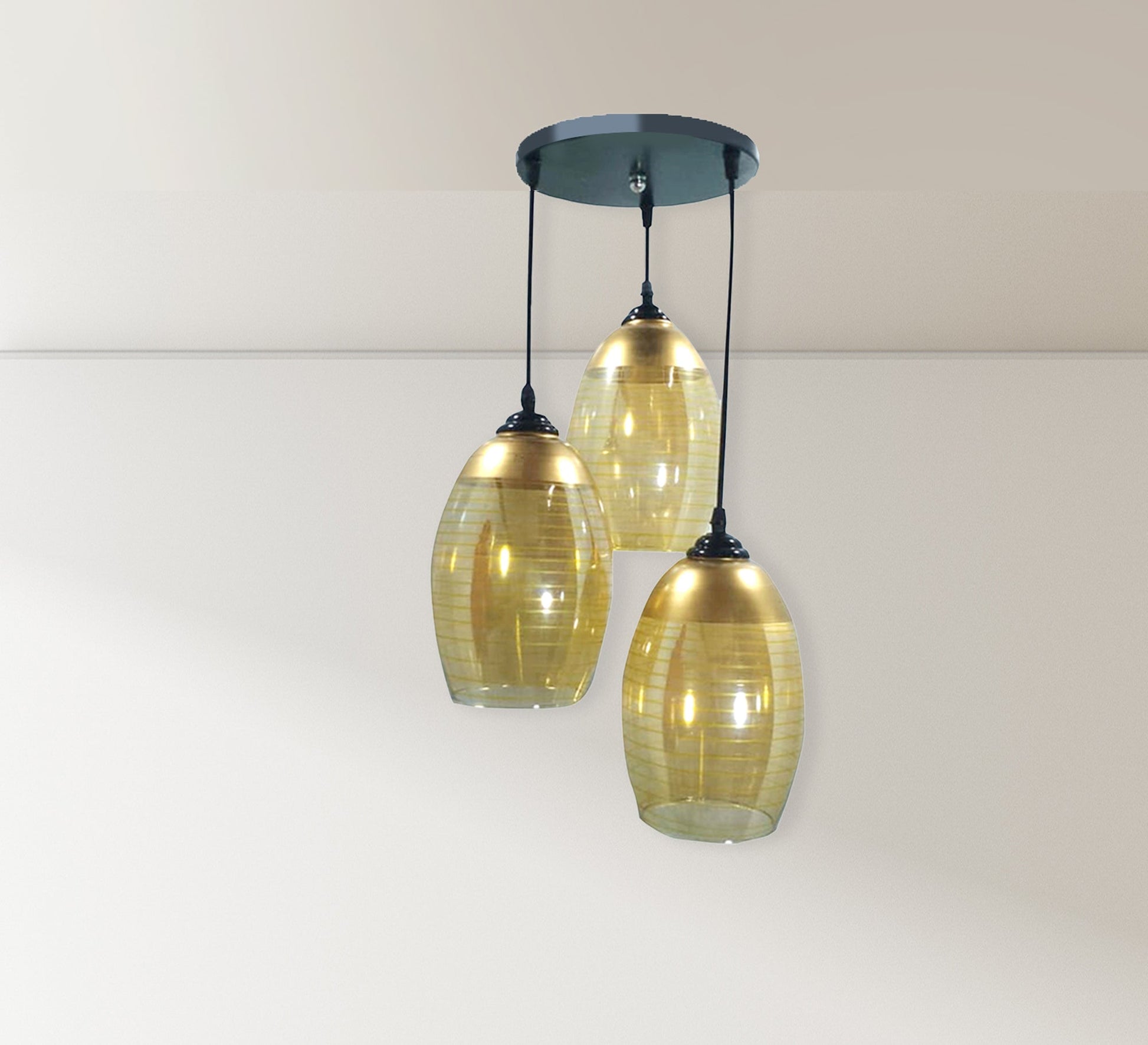 Triple Black Chandelier with Champagne Glass - Vitrine Furniture - Lighting