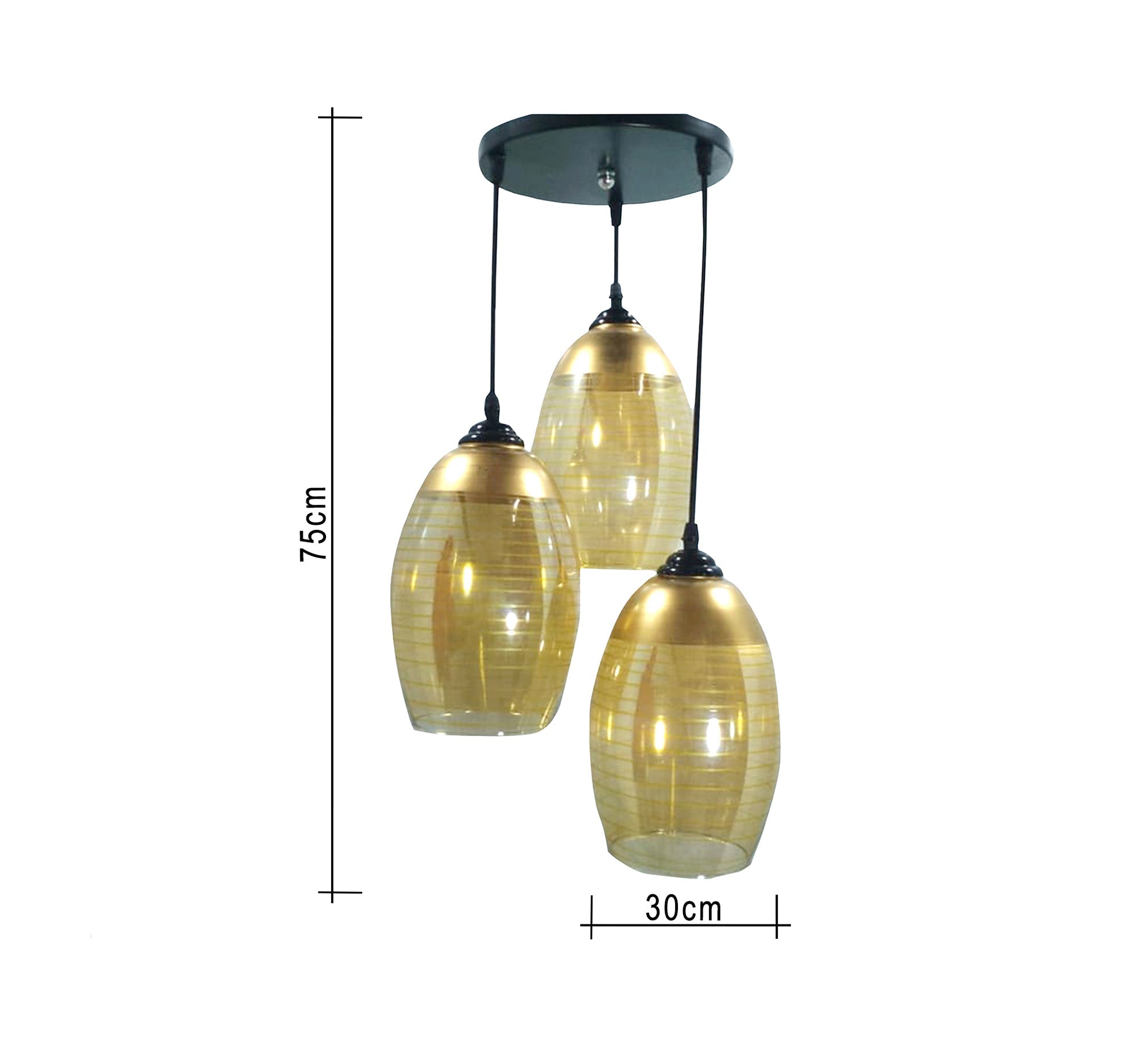 Triple Black Chandelier with Champagne Glass - Vitrine Furniture - Lighting