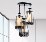 Triple Black Chandelier with Transparent Amber Glass - Vitrine Furniture - Lighting