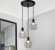 Triple Black Metal Ceiling Chandelier - Vitrine Furniture - Lighting