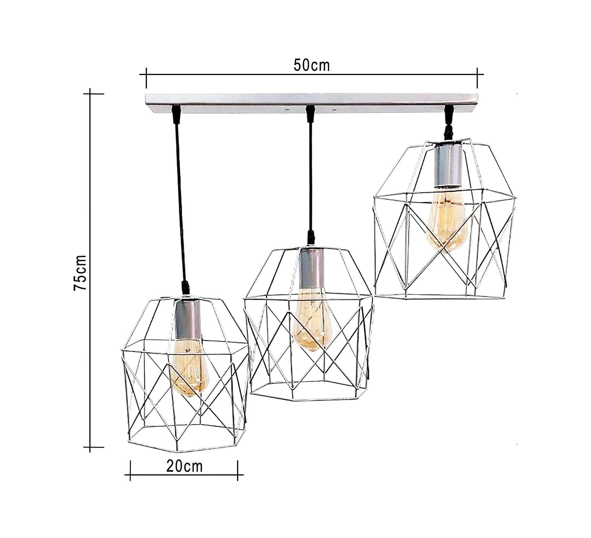 Triple Ceiling Chandelier in Silver - Vitrine Furniture - Lighting