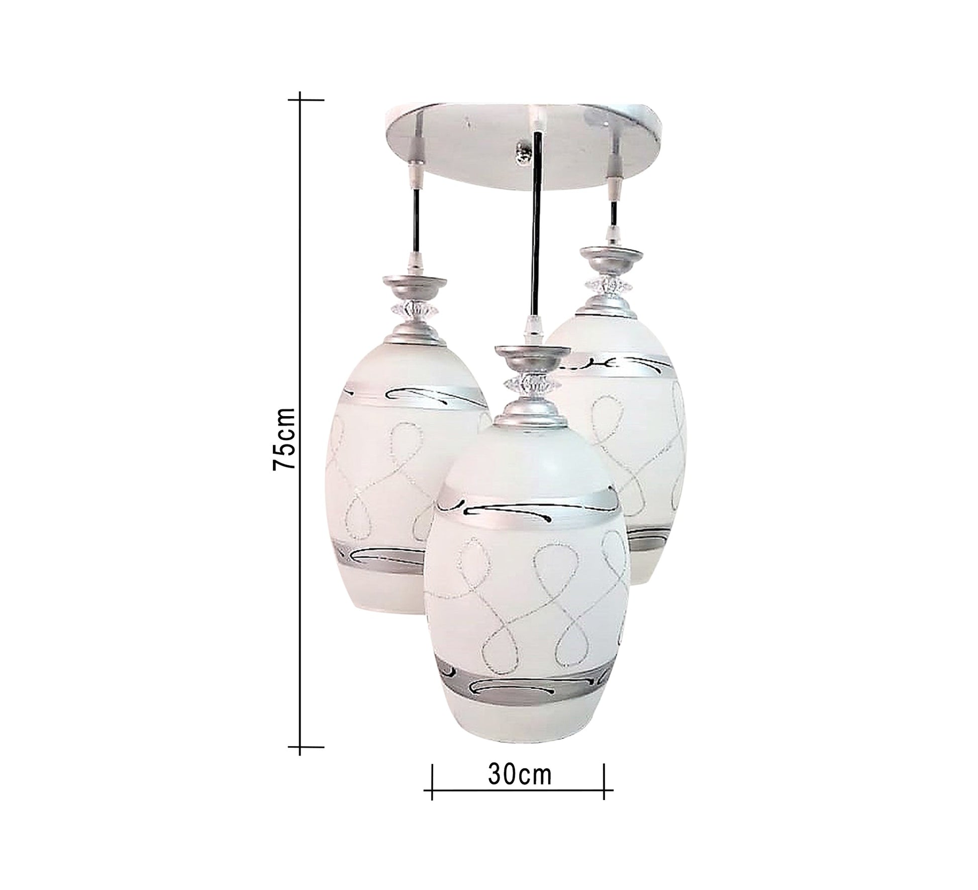 Triple Ceiling Chandelier with White Glass - Vitrine Furniture - Lighting