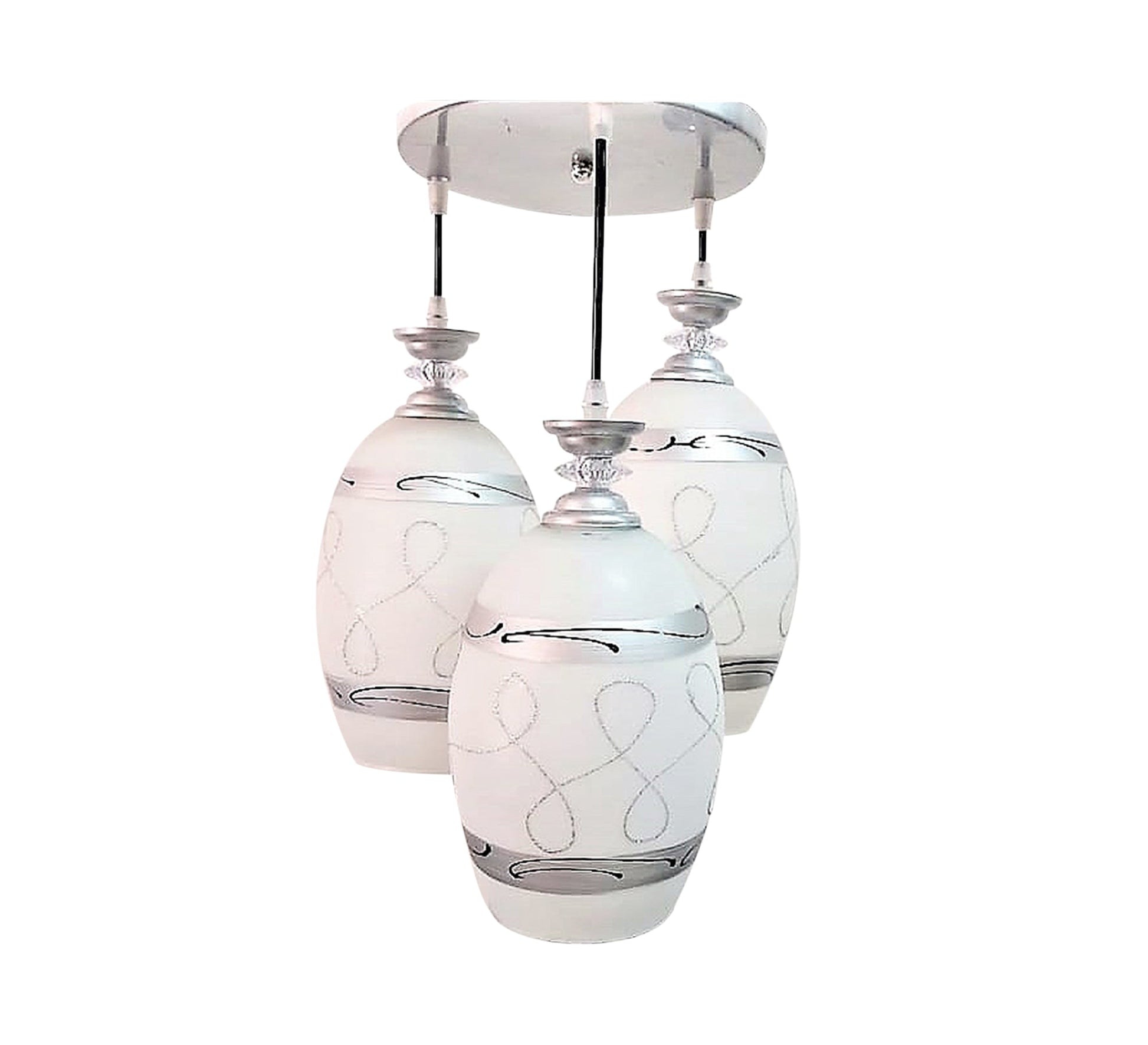 Triple Ceiling Chandelier with White Glass - Vitrine Furniture - Lighting