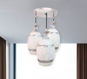 Triple Ceiling Chandelier with White Glass - Vitrine Furniture - Lighting