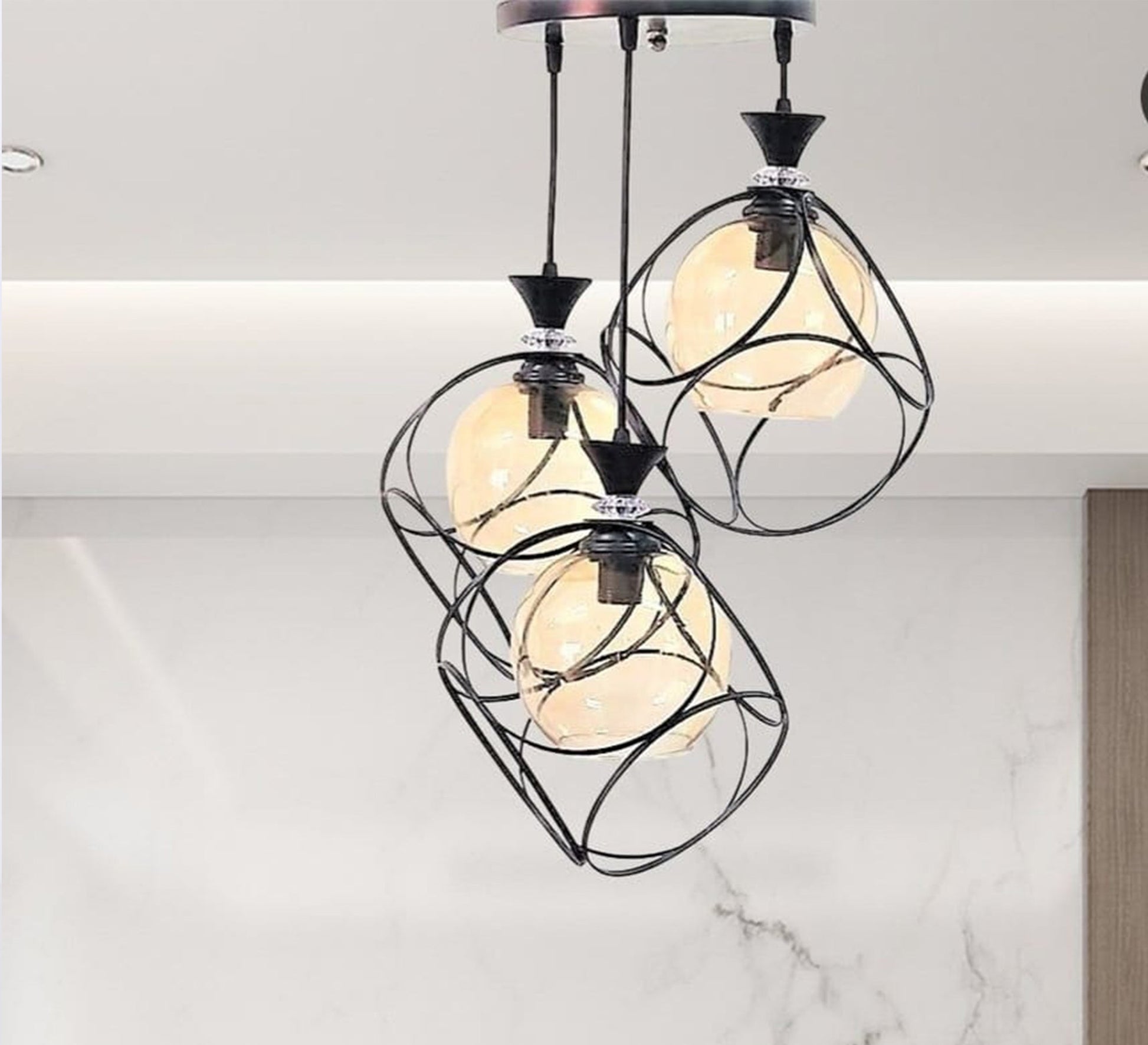 Triple ceiling lamp with glass cover - Vitrine Furniture - Lighting