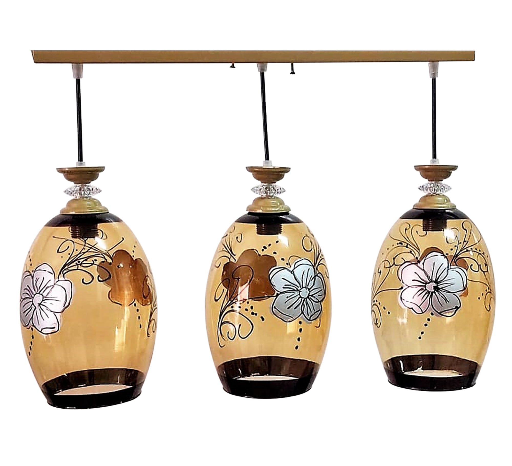 Triple Chandelier in Metal and Glass - Vitrine Furniture - Lighting
