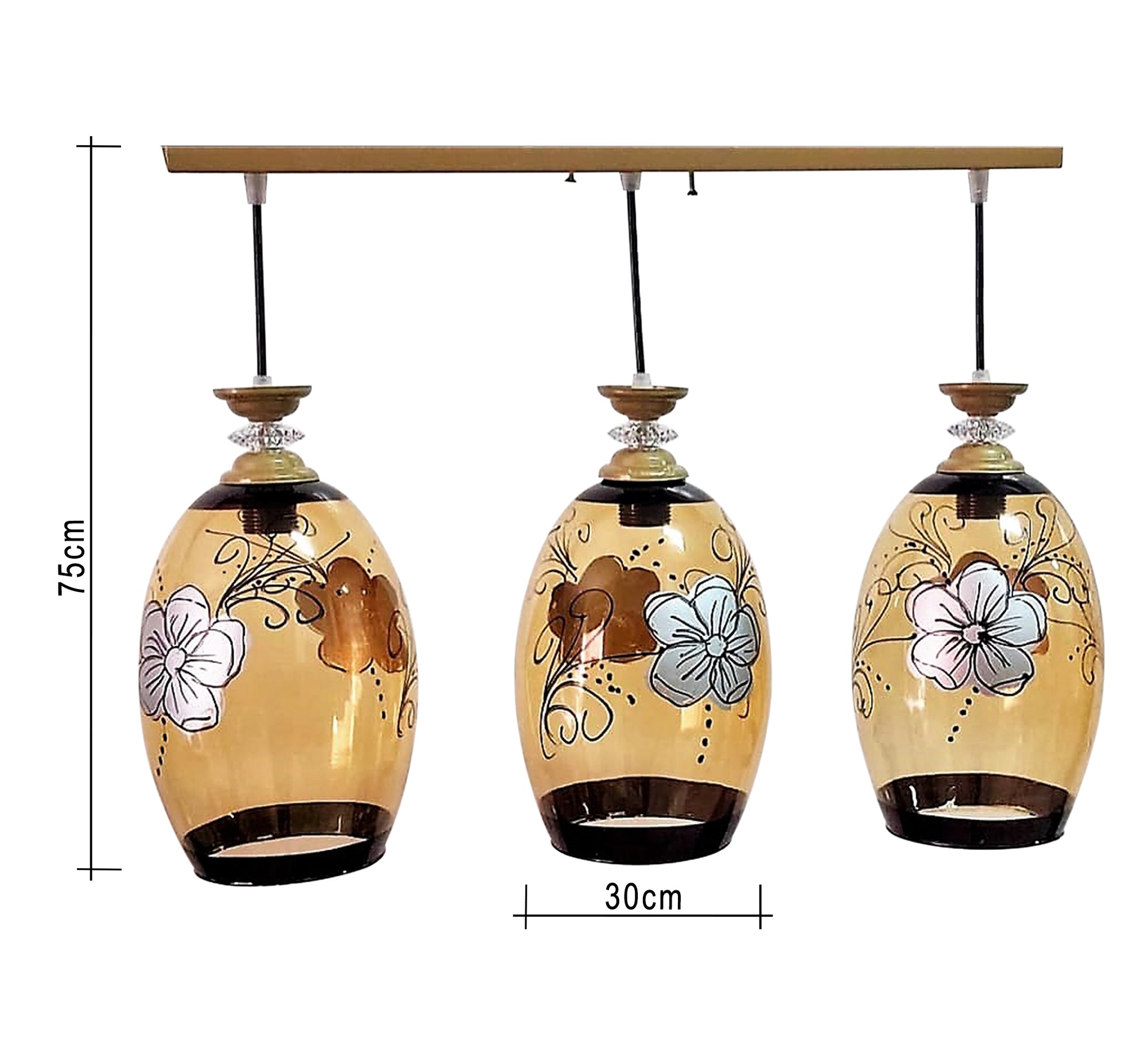 Triple Chandelier in Metal and Glass - Vitrine Furniture - Lighting