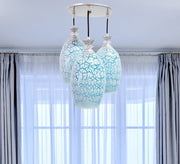Triple Chandelier with Decorative Glass and Different Lengths - Vitrine Furniture - Lighting