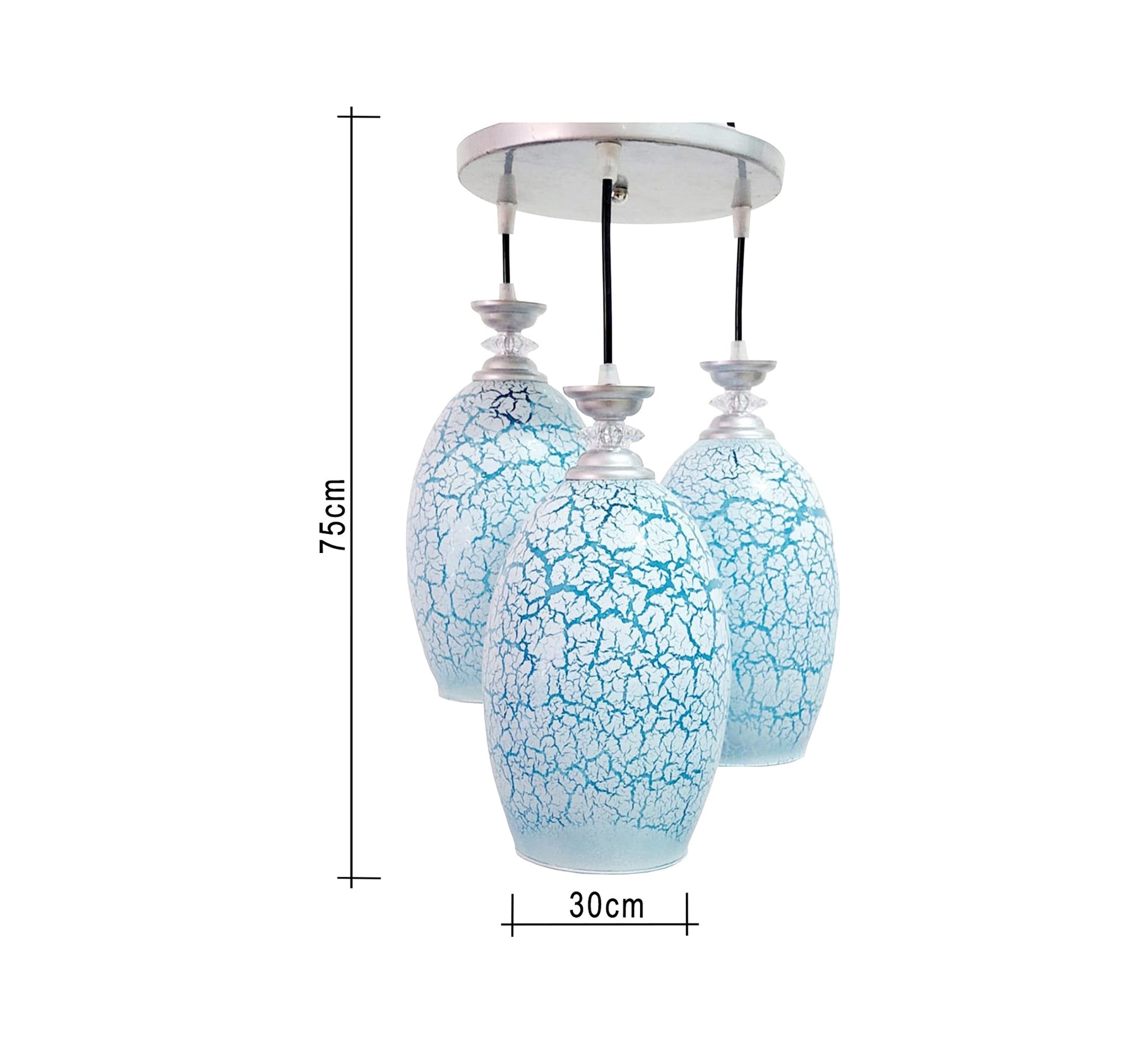 Triple Chandelier with Decorative Glass and Different Lengths - Vitrine Furniture - Lighting