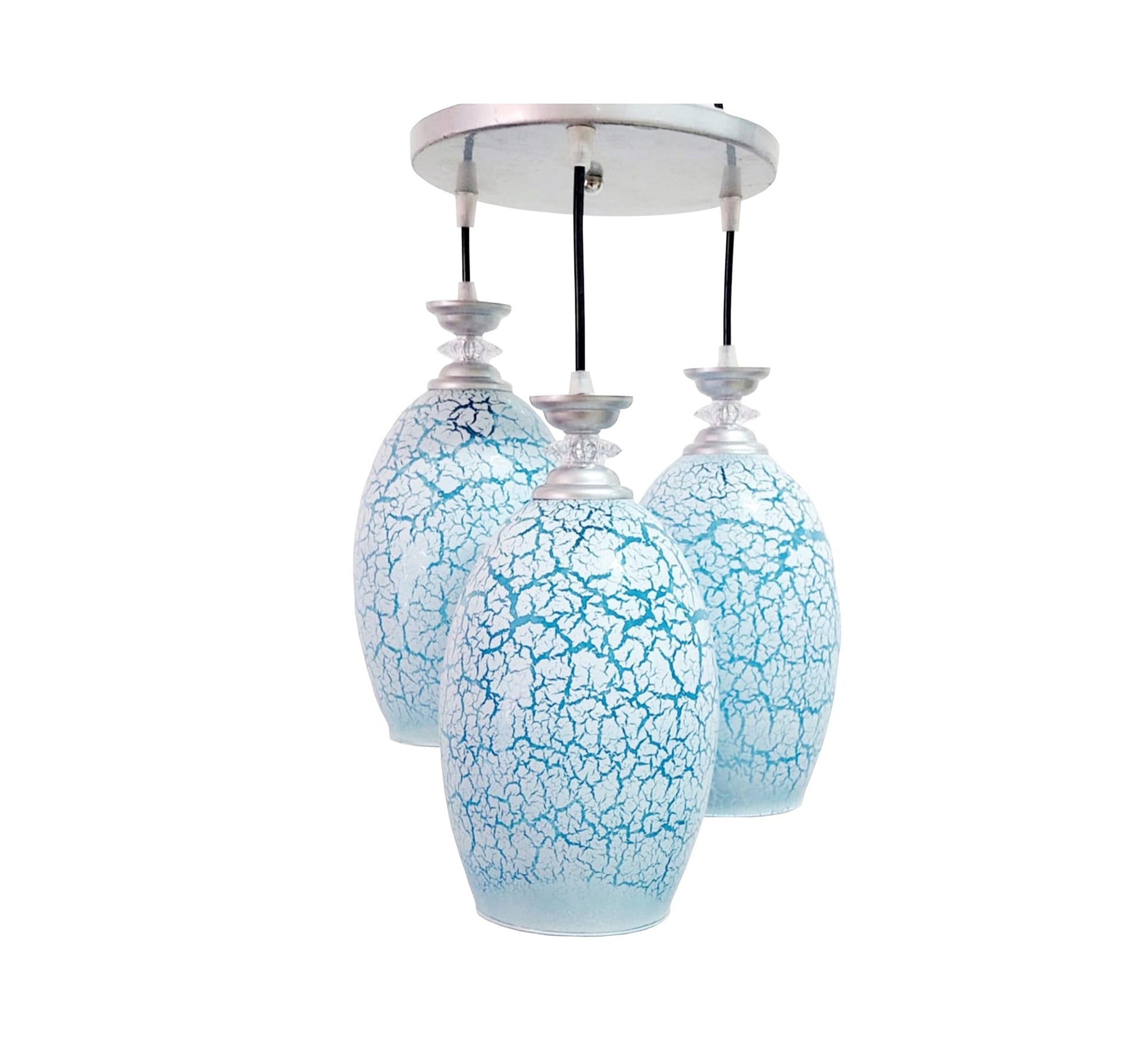 Triple Chandelier with Decorative Glass and Different Lengths - Vitrine Furniture - Lighting