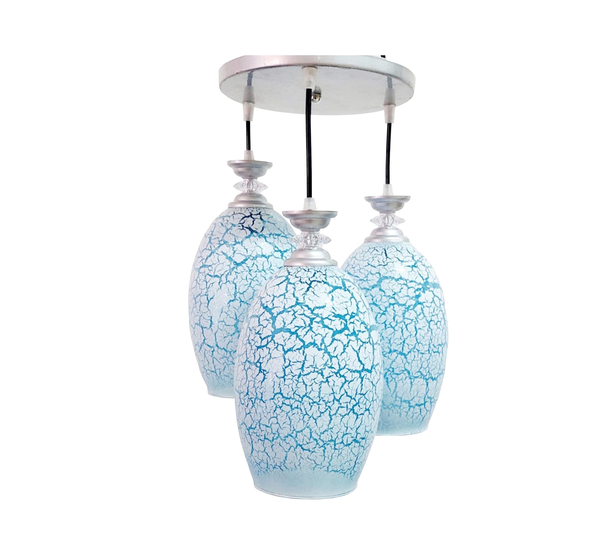 Triple Chandelier with Decorative Glass and Different Lengths - Vitrine Furniture - Lighting