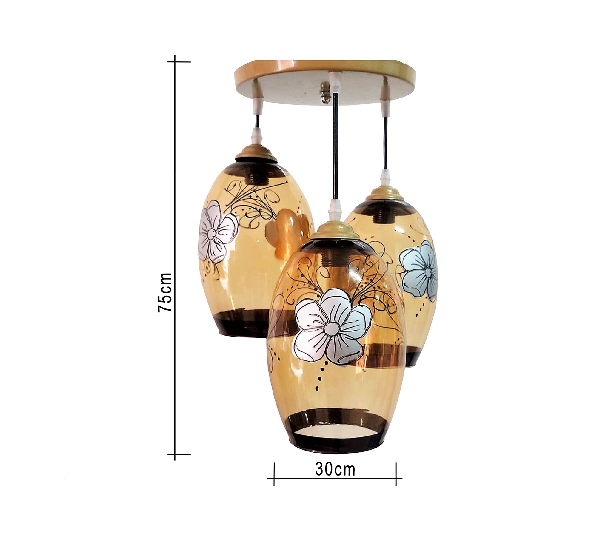 Triple Chandelier with Decorative Glass - Vitrine Furniture - Lighting