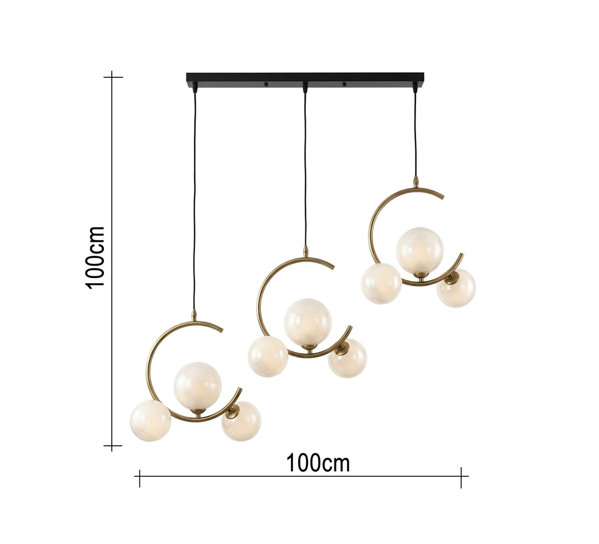 Triple-crescent frame ceiling chandelier - Vitrine Furniture - Ceiling lights