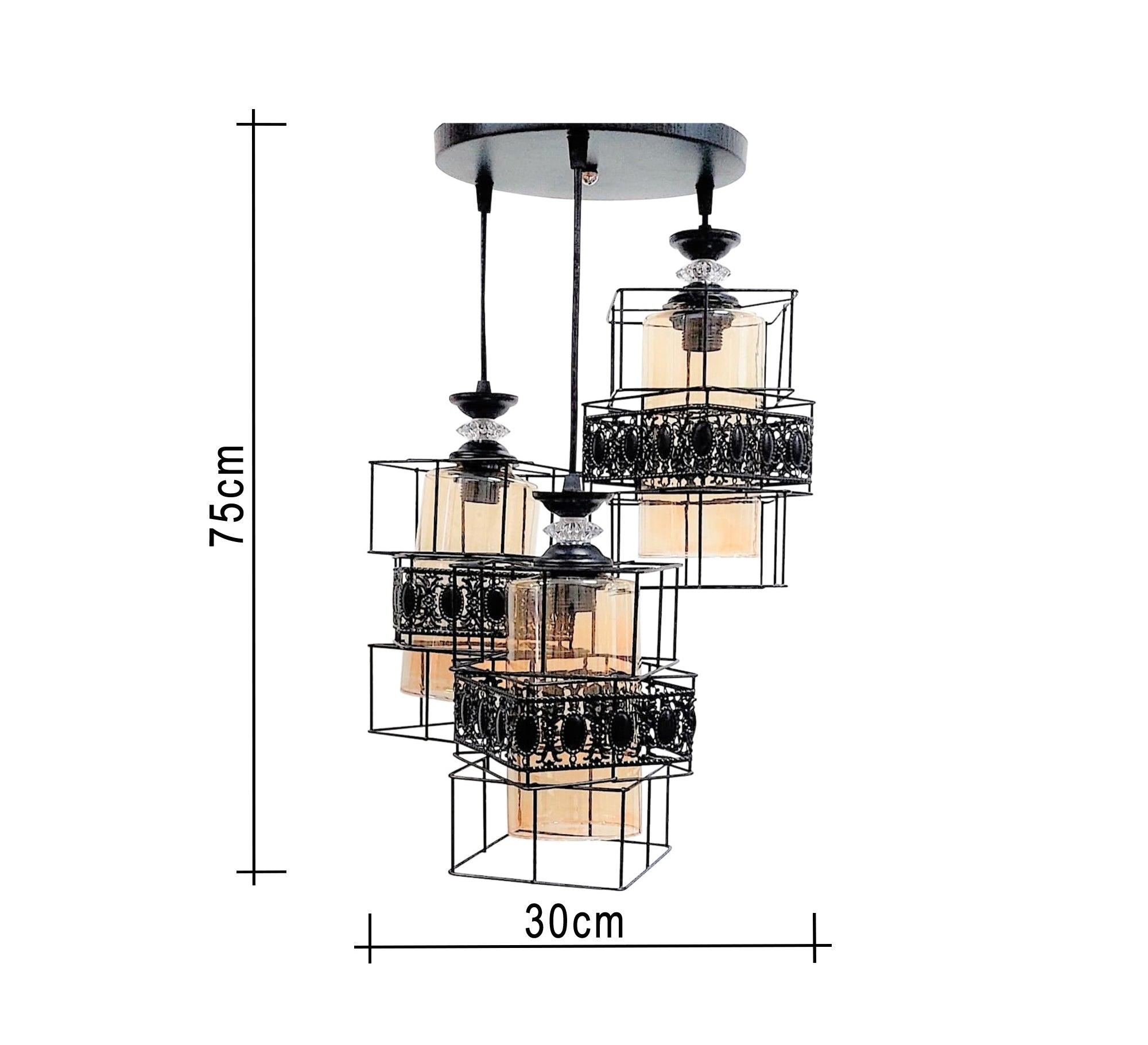 Triple elegance black chandelier - Vitrine Furniture - Lighting