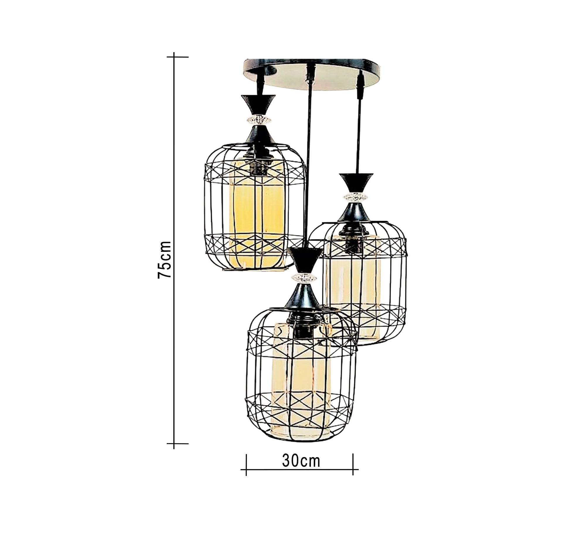 Triple Hollow Black Chandelier - Vitrine Furniture - Lighting