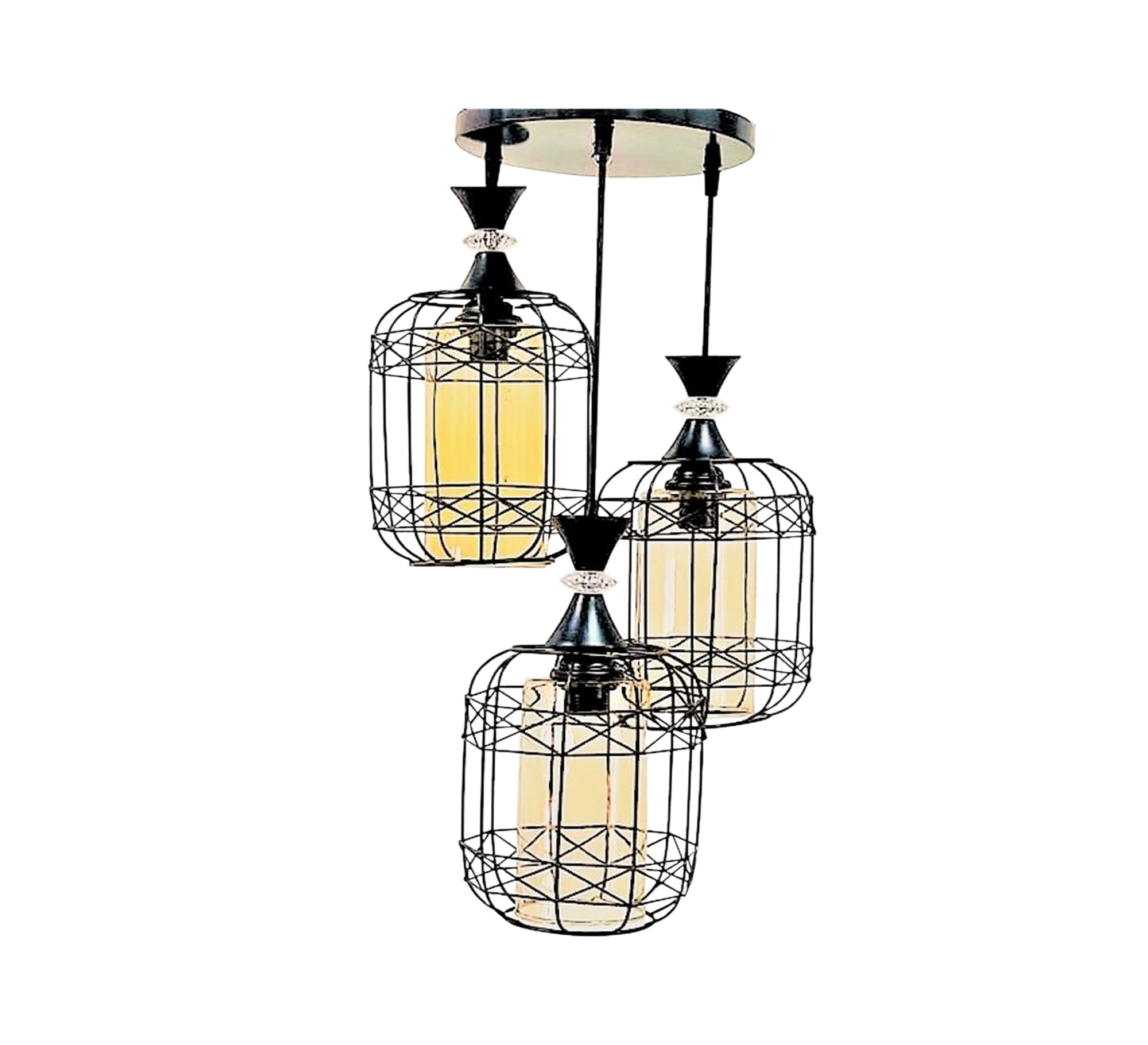 Triple Hollow Black Chandelier - Vitrine Furniture - Lighting