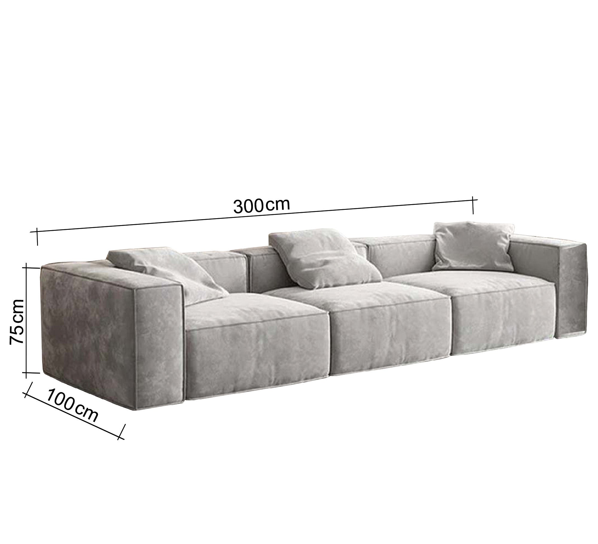 Triple Light Gray Sofa - Vitrine Furniture - Sofa Bed
