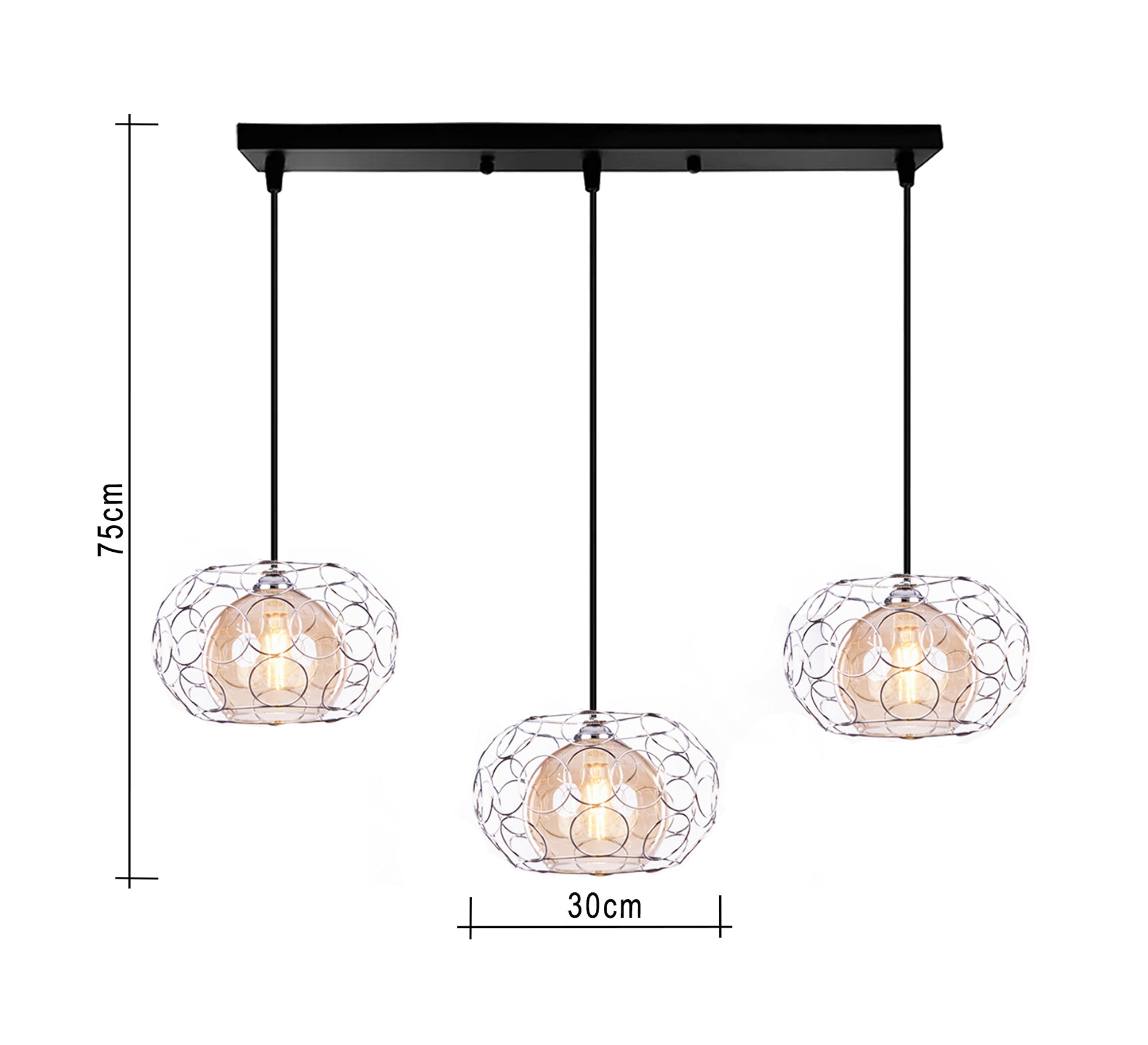 Triple Pendant Chandelier in Circular Shape - Vitrine Furniture - Lighting