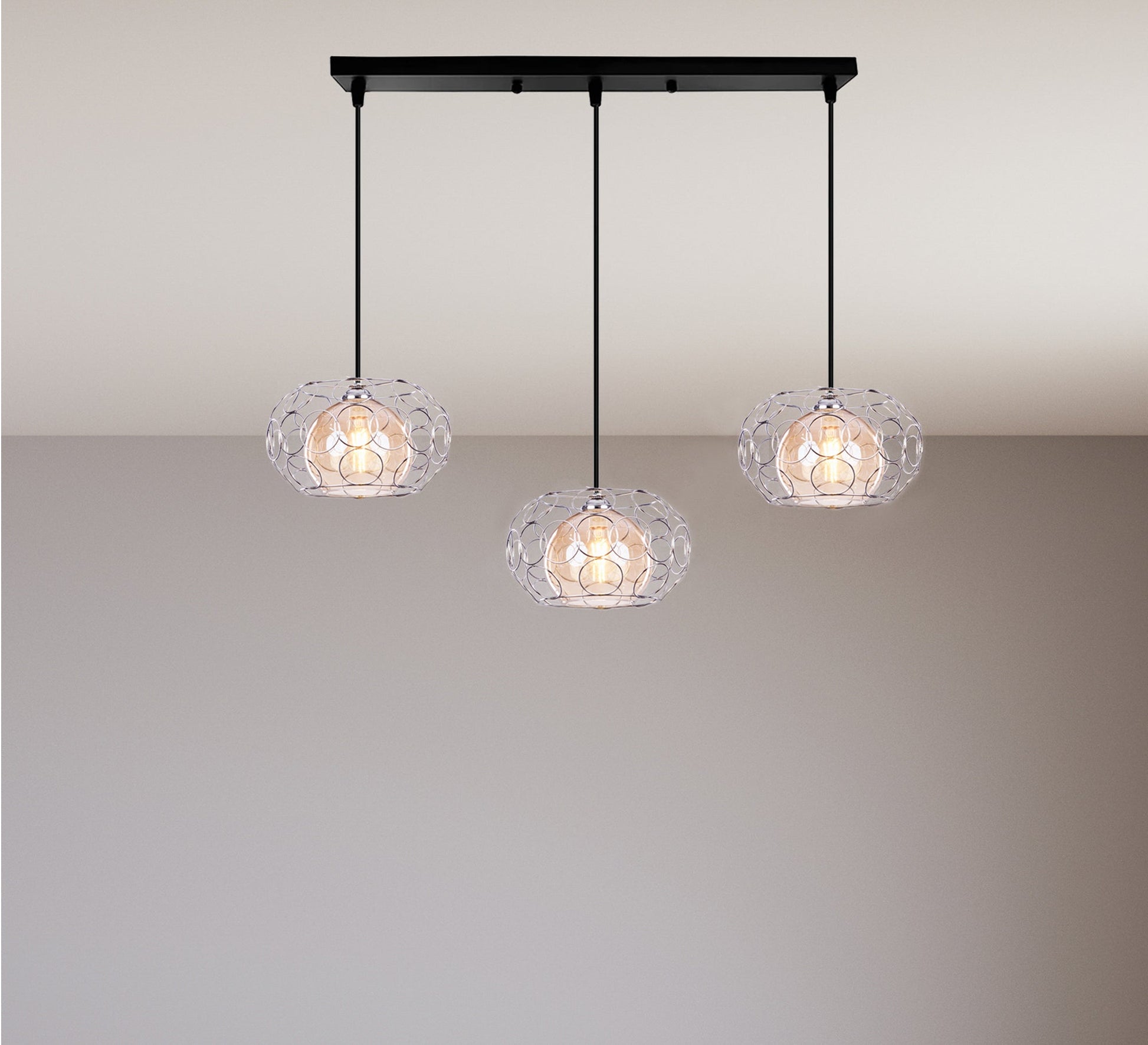 Triple Pendant Chandelier in Circular Shape - Vitrine Furniture - Lighting