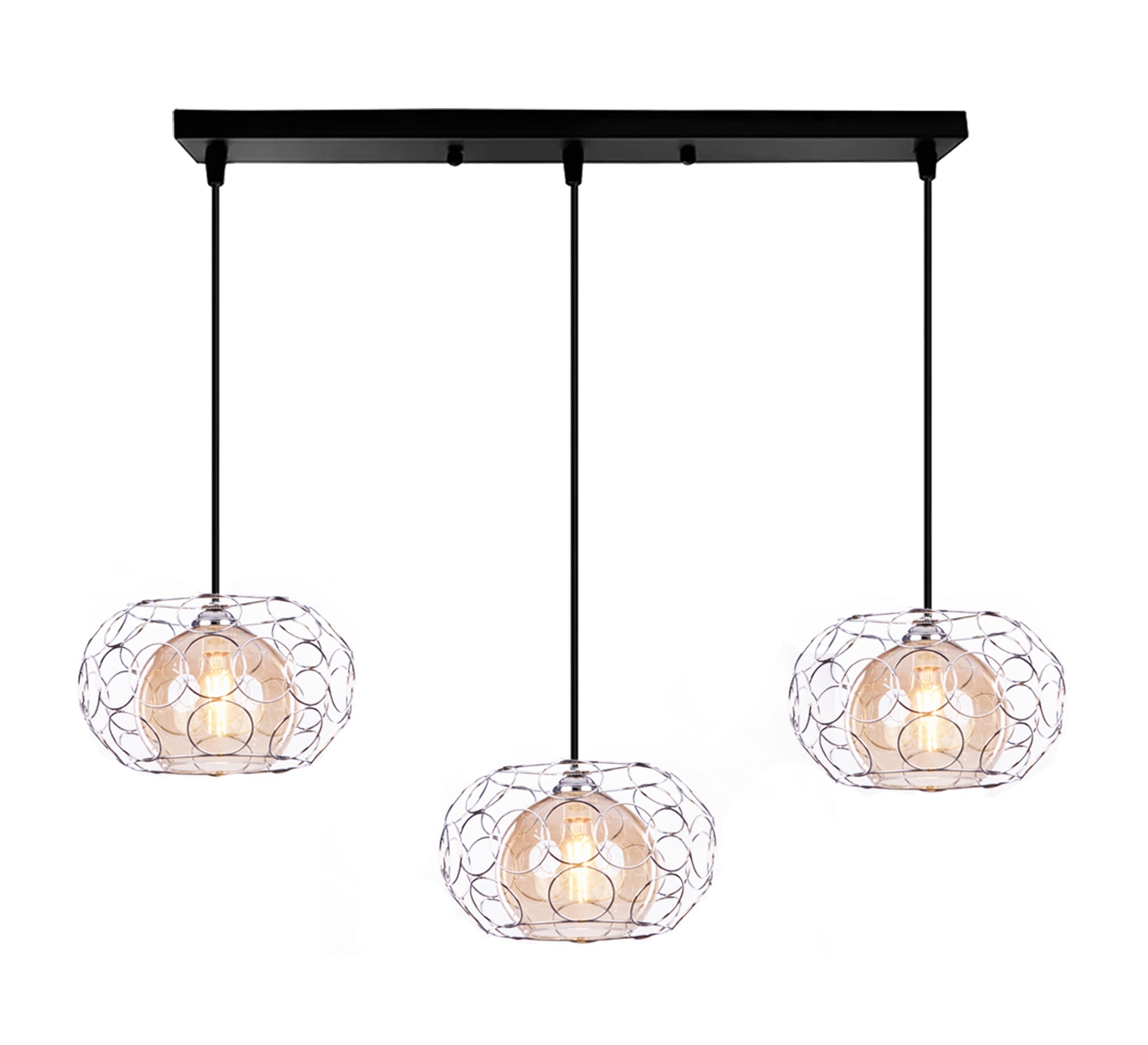 Triple Pendant Chandelier in Circular Shape - Vitrine Furniture - Lighting