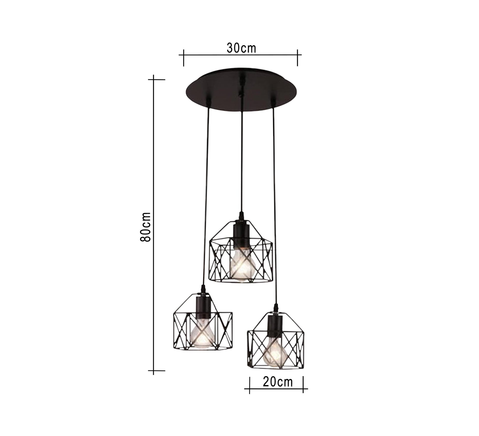 Triple Pendant Chandelier in the Shape of a Cage - Vitrine Furniture - Lighting