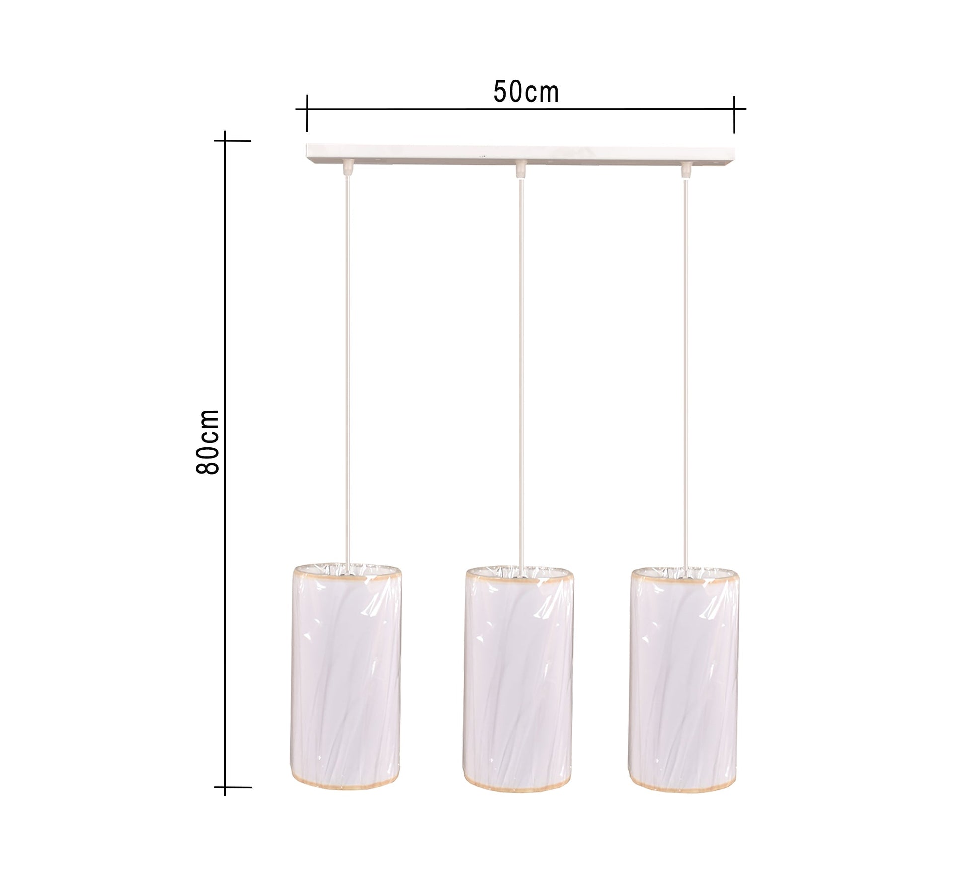 Triple - shade ceiling lamp with linen shade - Vitrine Furniture - Lighting