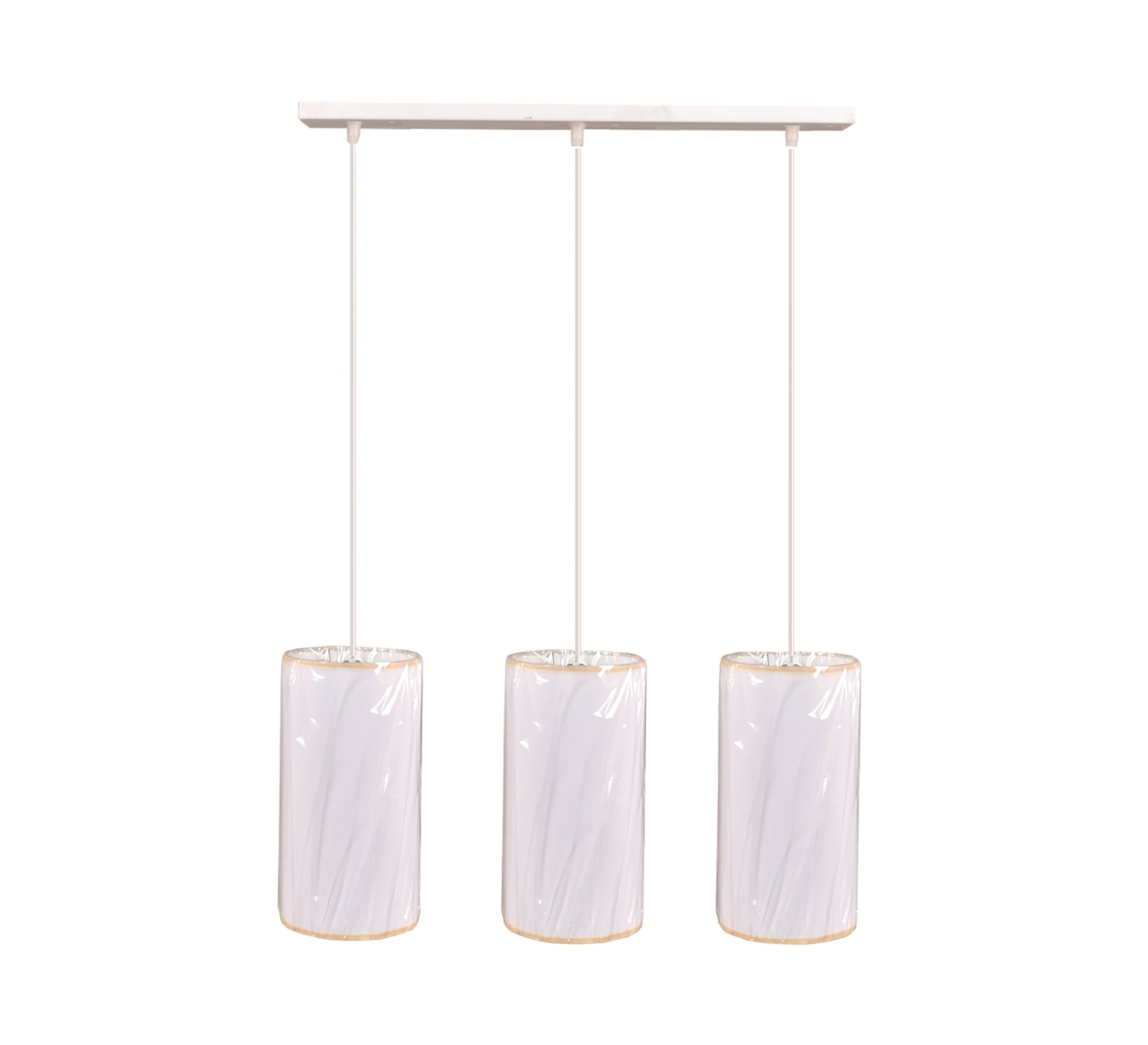 Triple - shade ceiling lamp with linen shade - Vitrine Furniture - Lighting