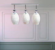 Triple Silver Chandelier with Decorative White Glass - Vitrine Furniture - Lighting