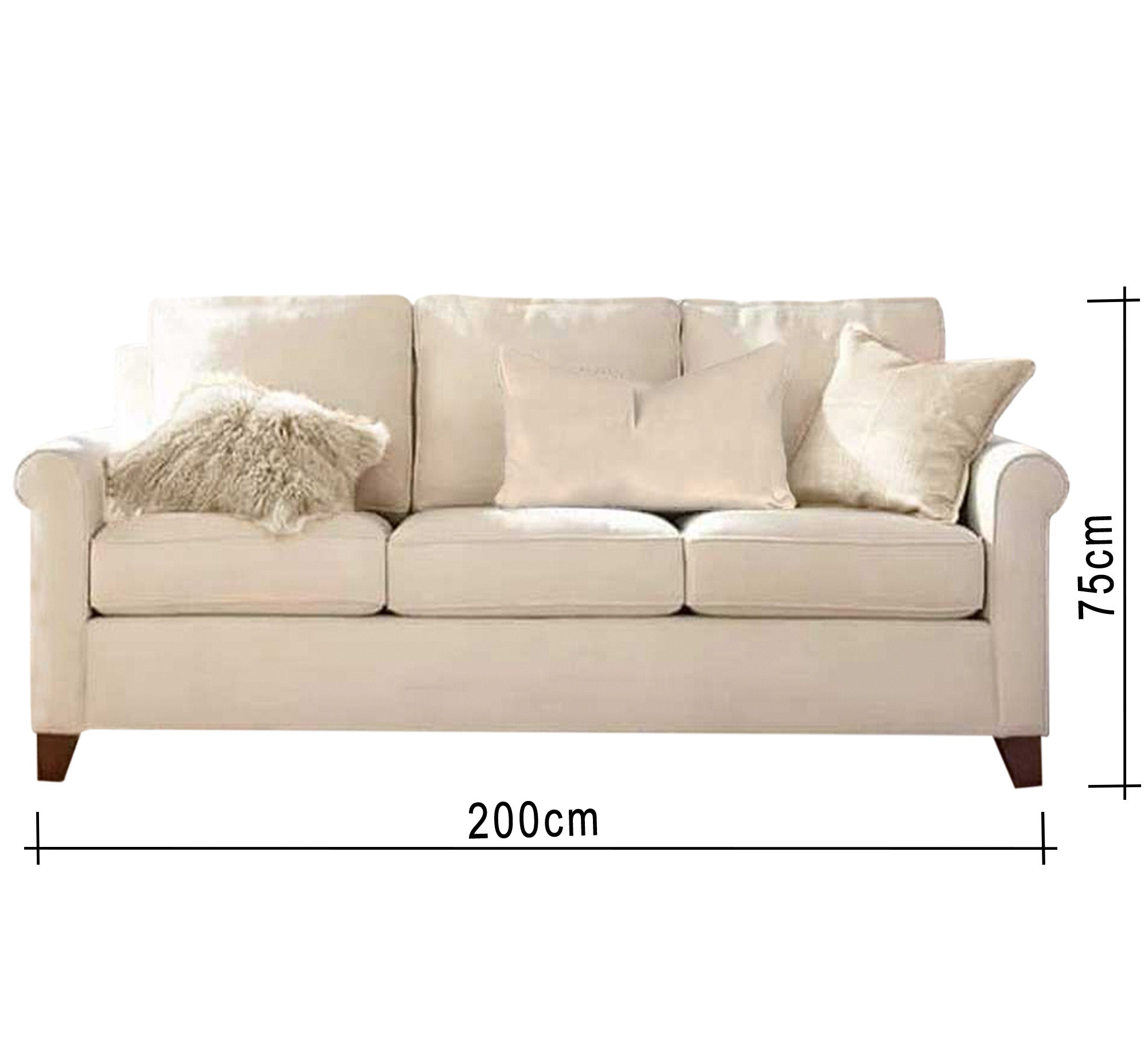 Triple sofa in beige color - Vitrine Furniture - Sofas